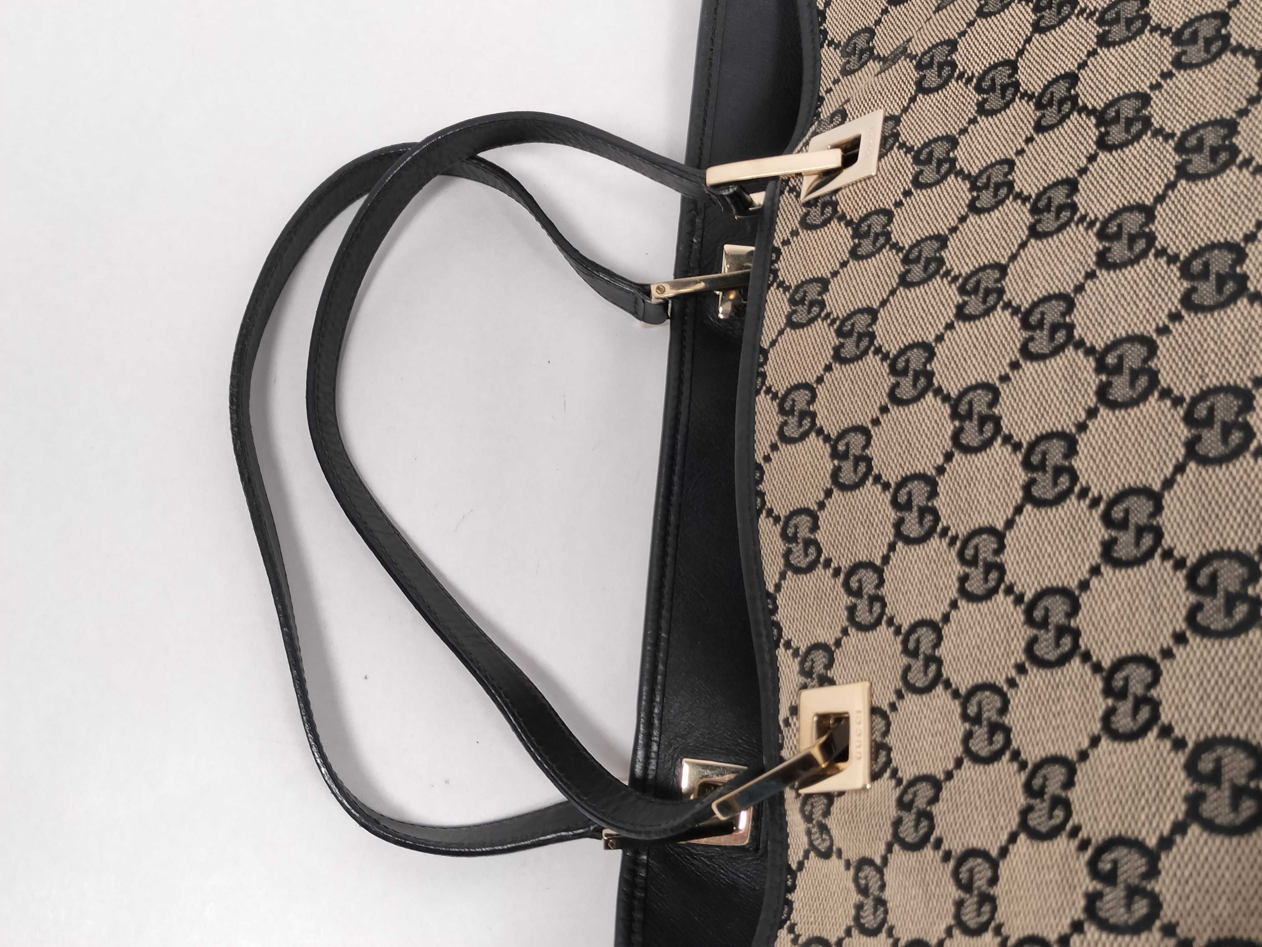 002 1097 GG Canvas Tote Bag Leather Black — view 3