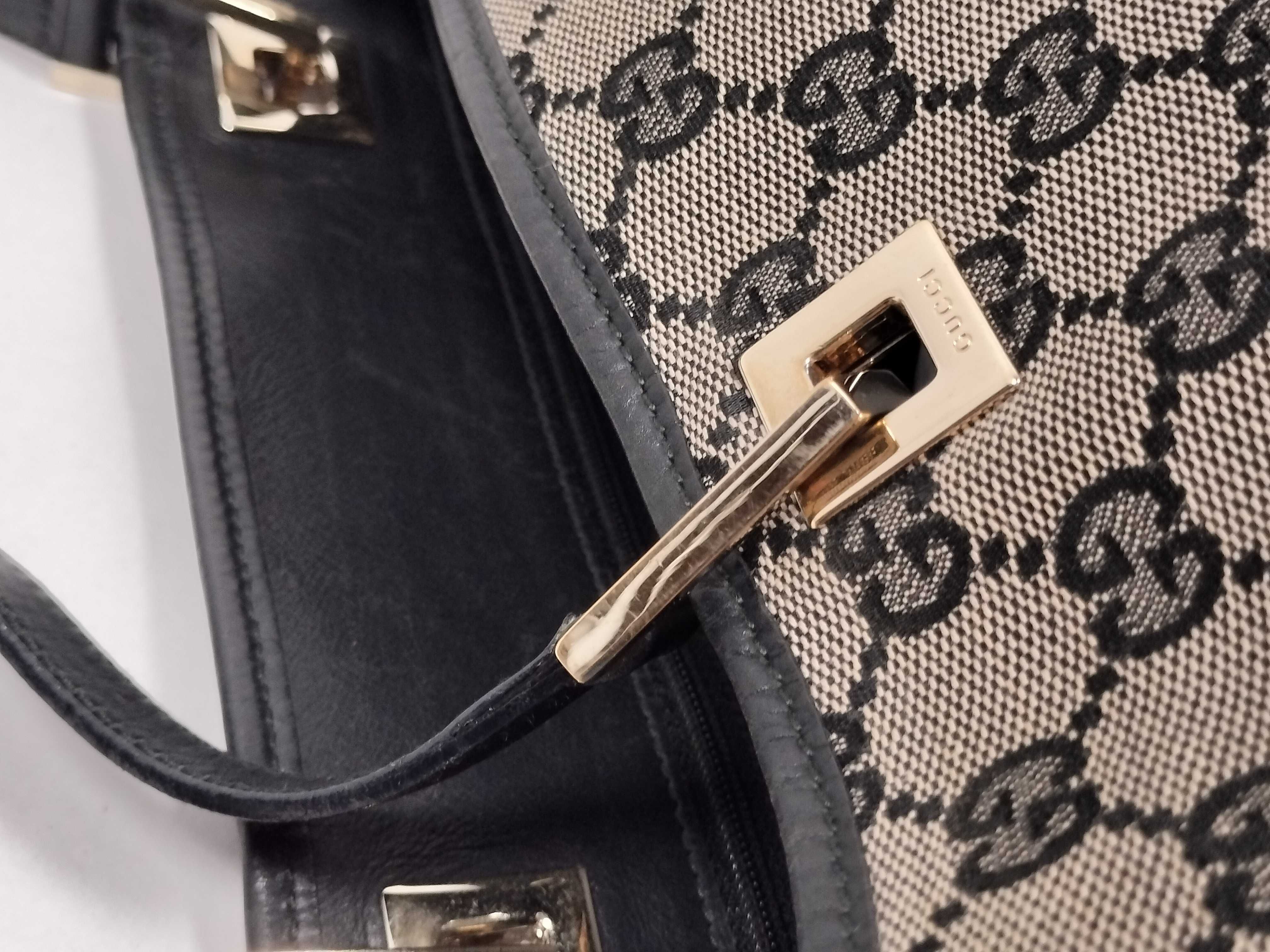 002 1097 GG Canvas Tote Bag Leather Black — view 5
