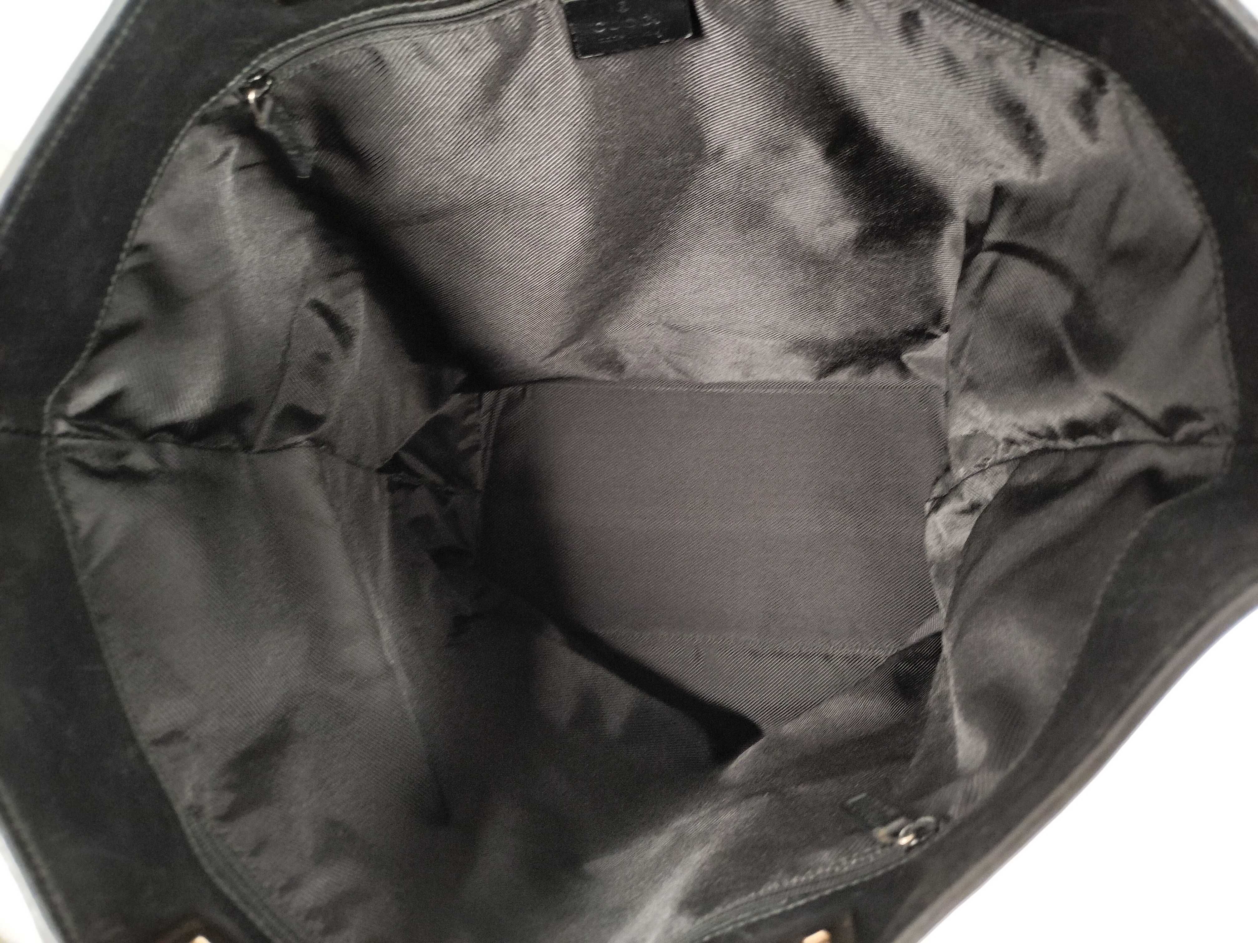 002 1097 GG Canvas Tote Bag Leather Black — view 9