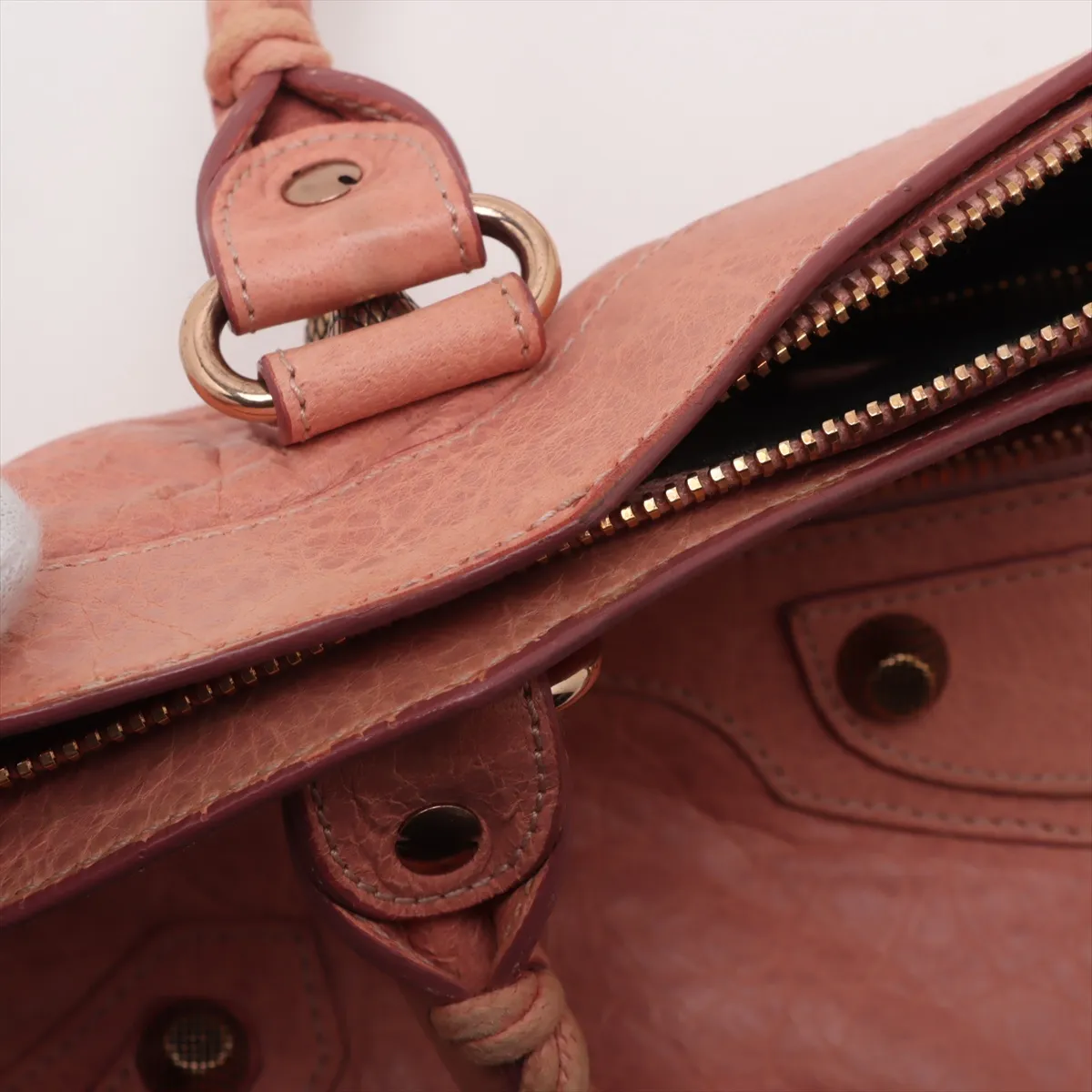 The First Leather 2WAY Handbag Pink 240577 with Mirror — view 14
