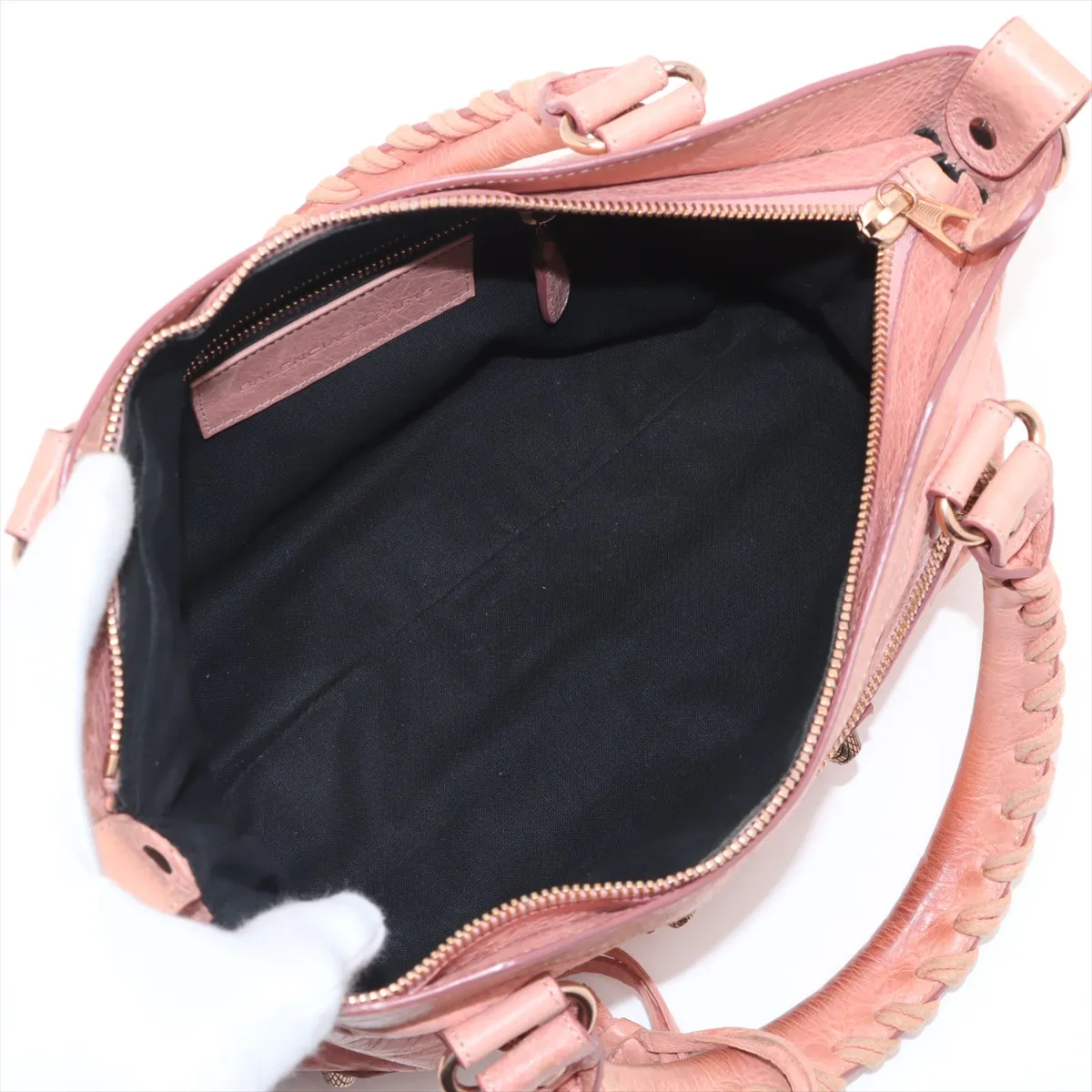 The First Leather 2WAY Handbag Pink 240577 with Mirror — view 8
