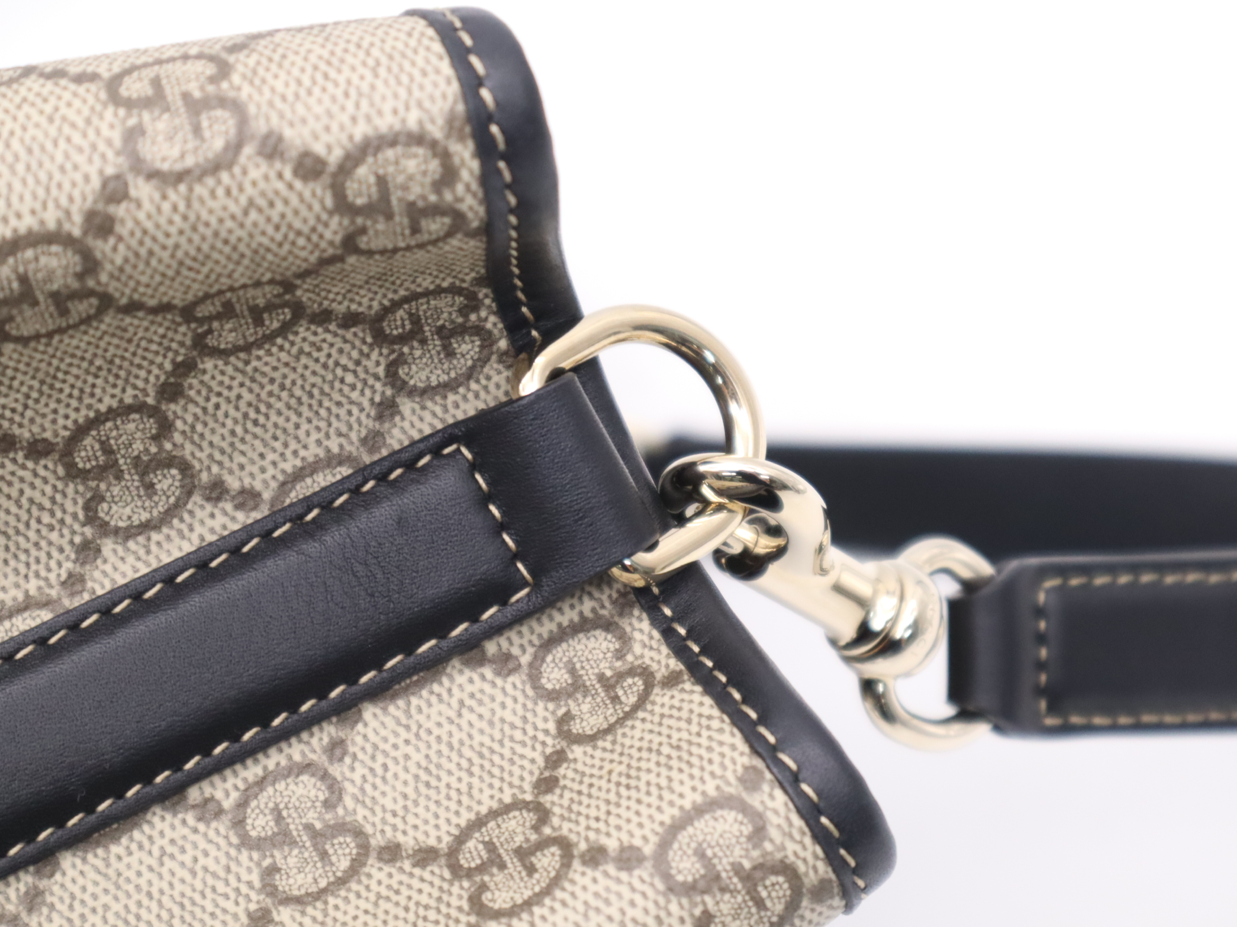 815103 Canvas x Leather GG Supreme Medium Bucket Handbag Brown Gold Hardware Shoulder Strap and Dust Bag Included — view 6