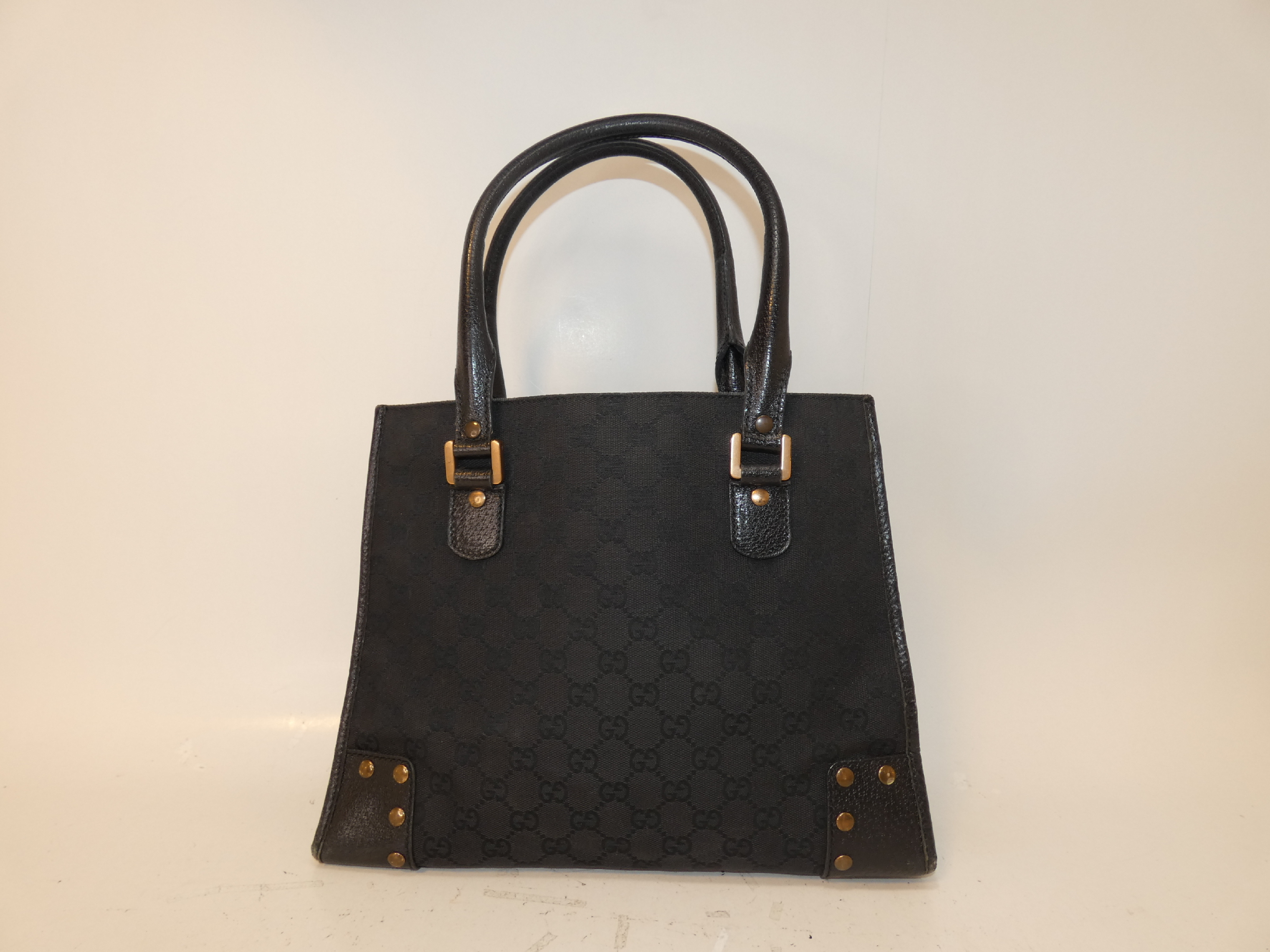 Studded GG Canvas Black Hand Tote Bag