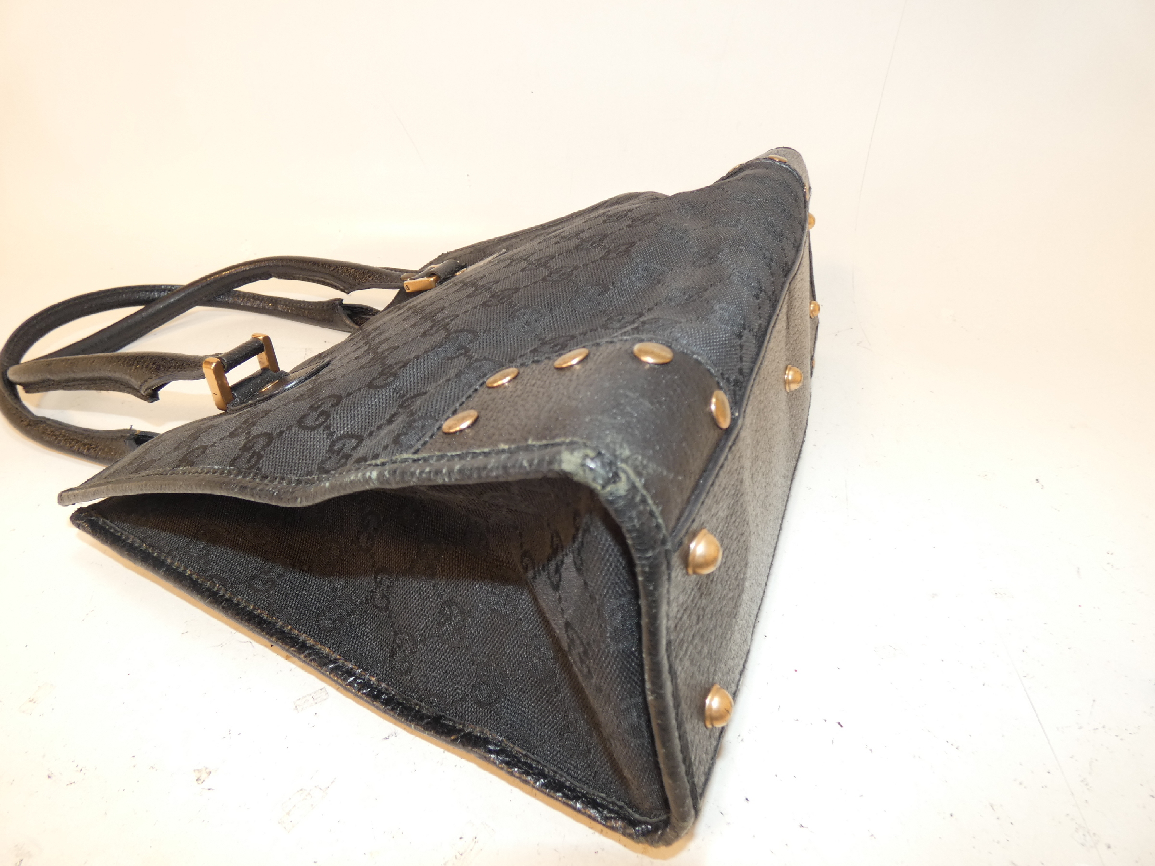 Studded GG Canvas Black Hand Tote Bag — view 8