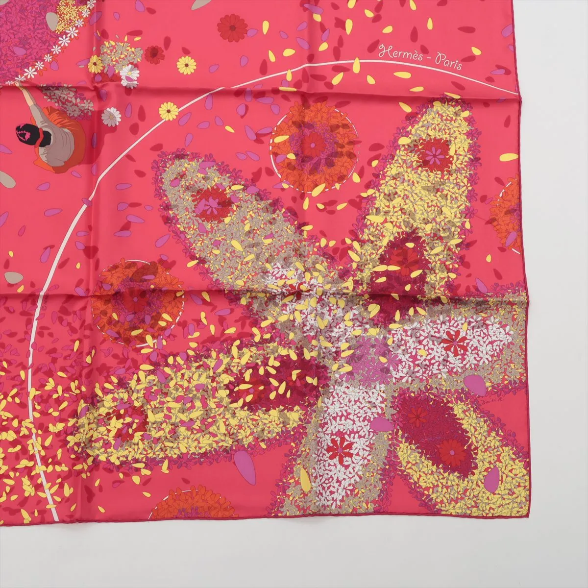 Carre 90 OFFRANDES D'UN JOUR Flower Offering Scarf Silk Red — view 4