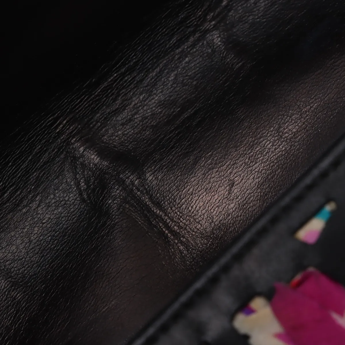 Cocomark Lambskin x Silk Single Flap Double Chain Bag Black Silver Hardware 14897843 14th Series — view 12