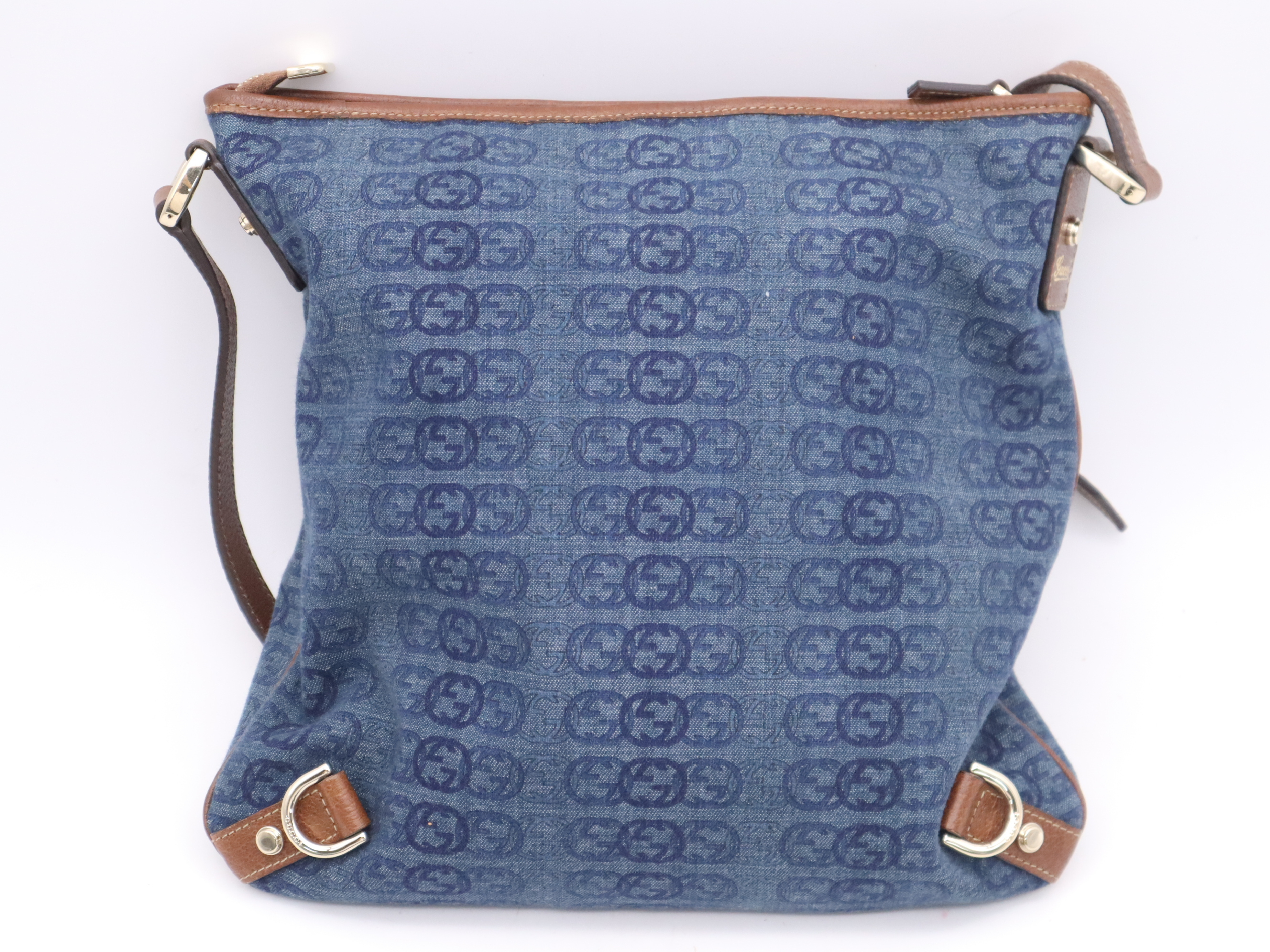 131326 Denim Interlocking G Shoulder Bag Blue Gold Hardware Shoulder Bag — view 2