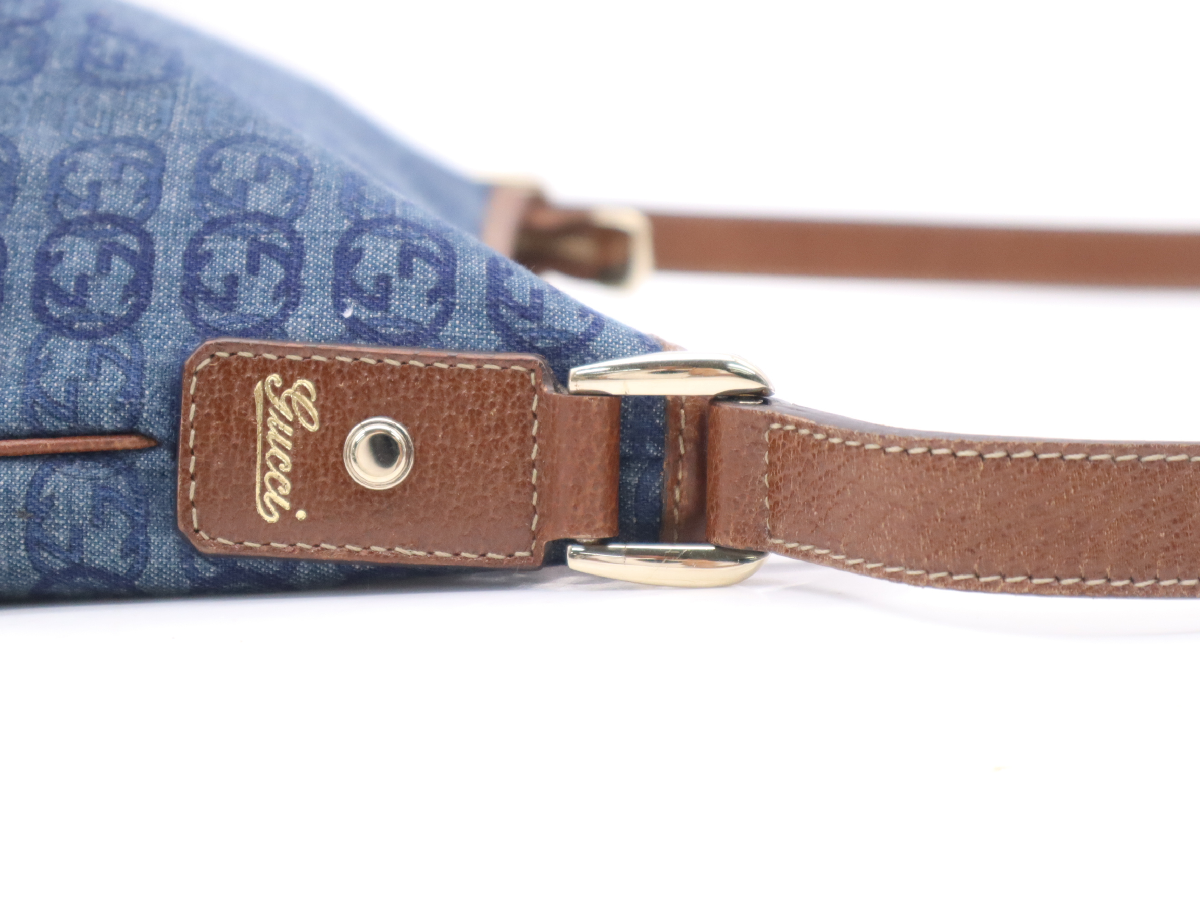 131326 Denim Interlocking G Shoulder Bag Blue Gold Hardware Shoulder Bag — view 7