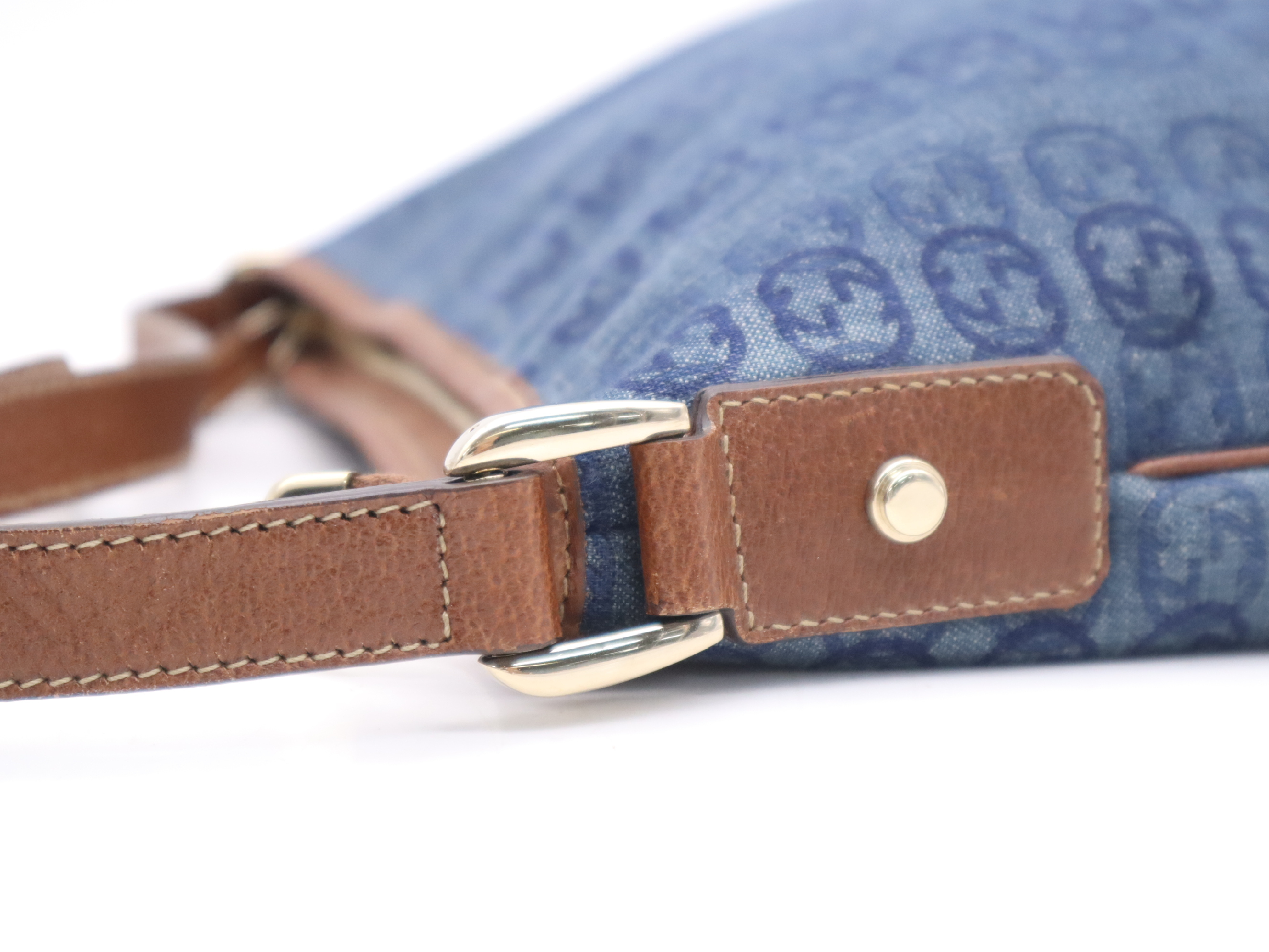 131326 Denim Interlocking G Shoulder Bag Blue Gold Hardware Shoulder Bag — view 8
