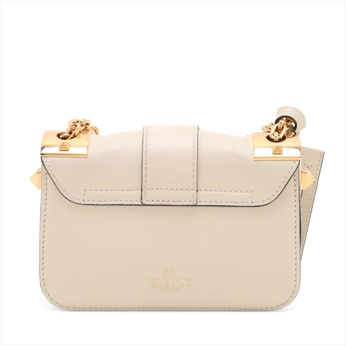 Rockstud Leather Chain Shoulder Bag White — view 2