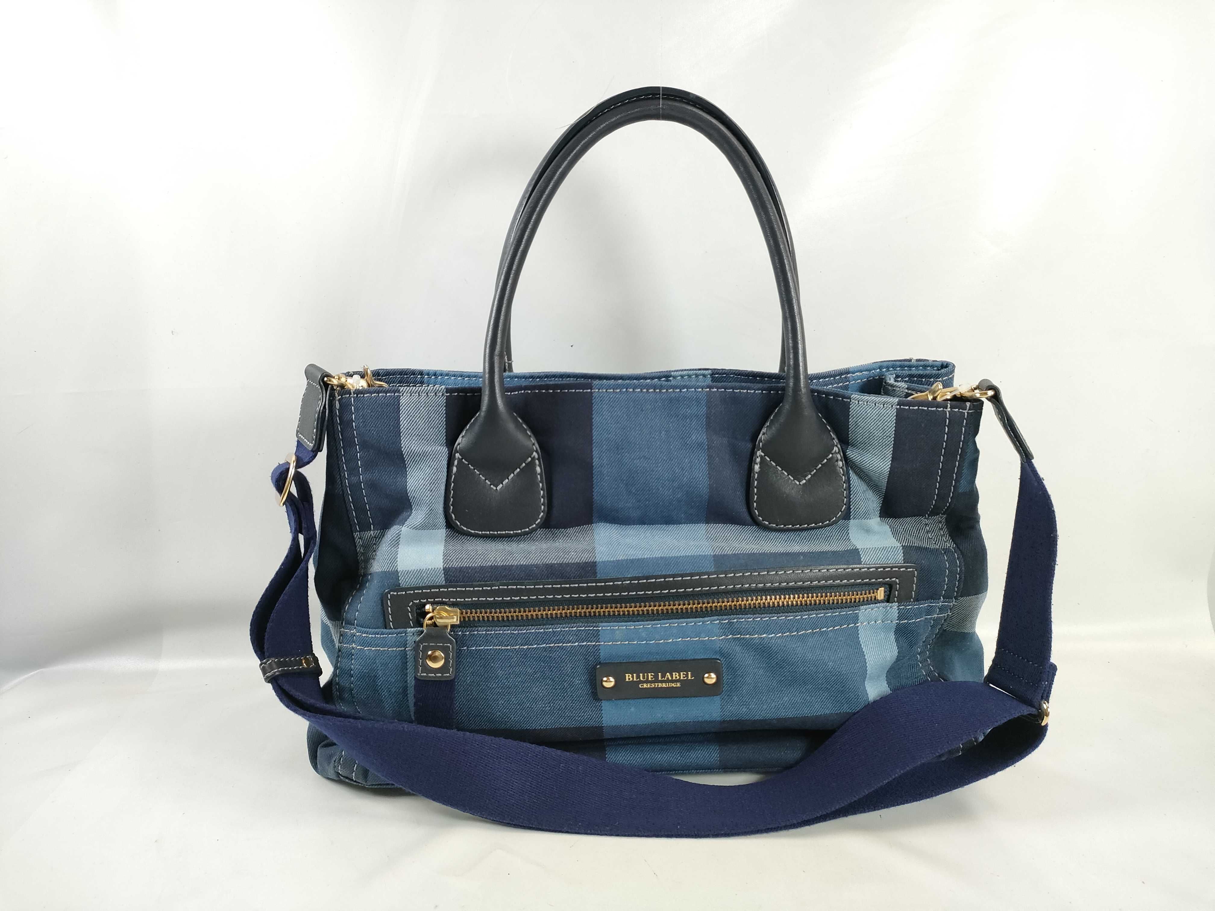 Blue Label Denim Nova Check 2-Way Shoulder Bag with Strap (Handbag)