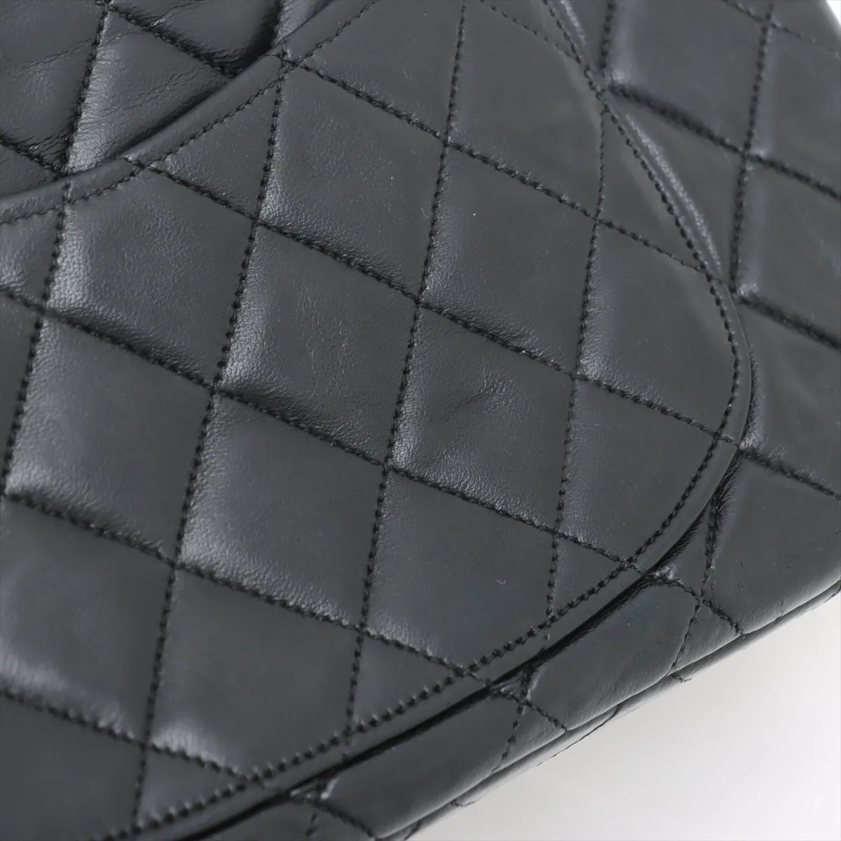 Matelasse 25 Lambskin Double Flap Double Chain Bag Black Gold Hardware A01112 — view 12