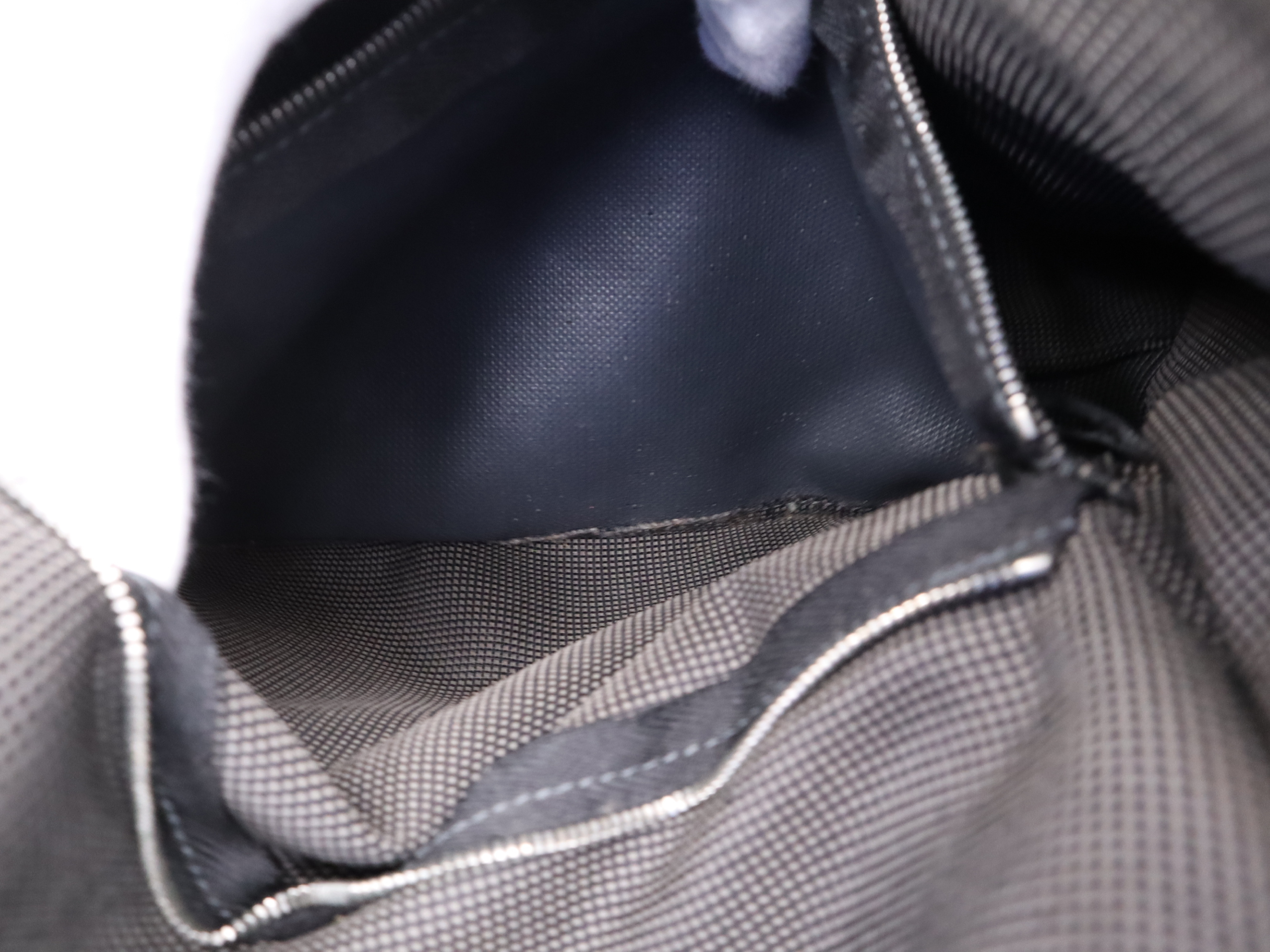 Canvas x Leather Herline Bassas PM Grey Silver Hardware Shoulder Bag — view 13