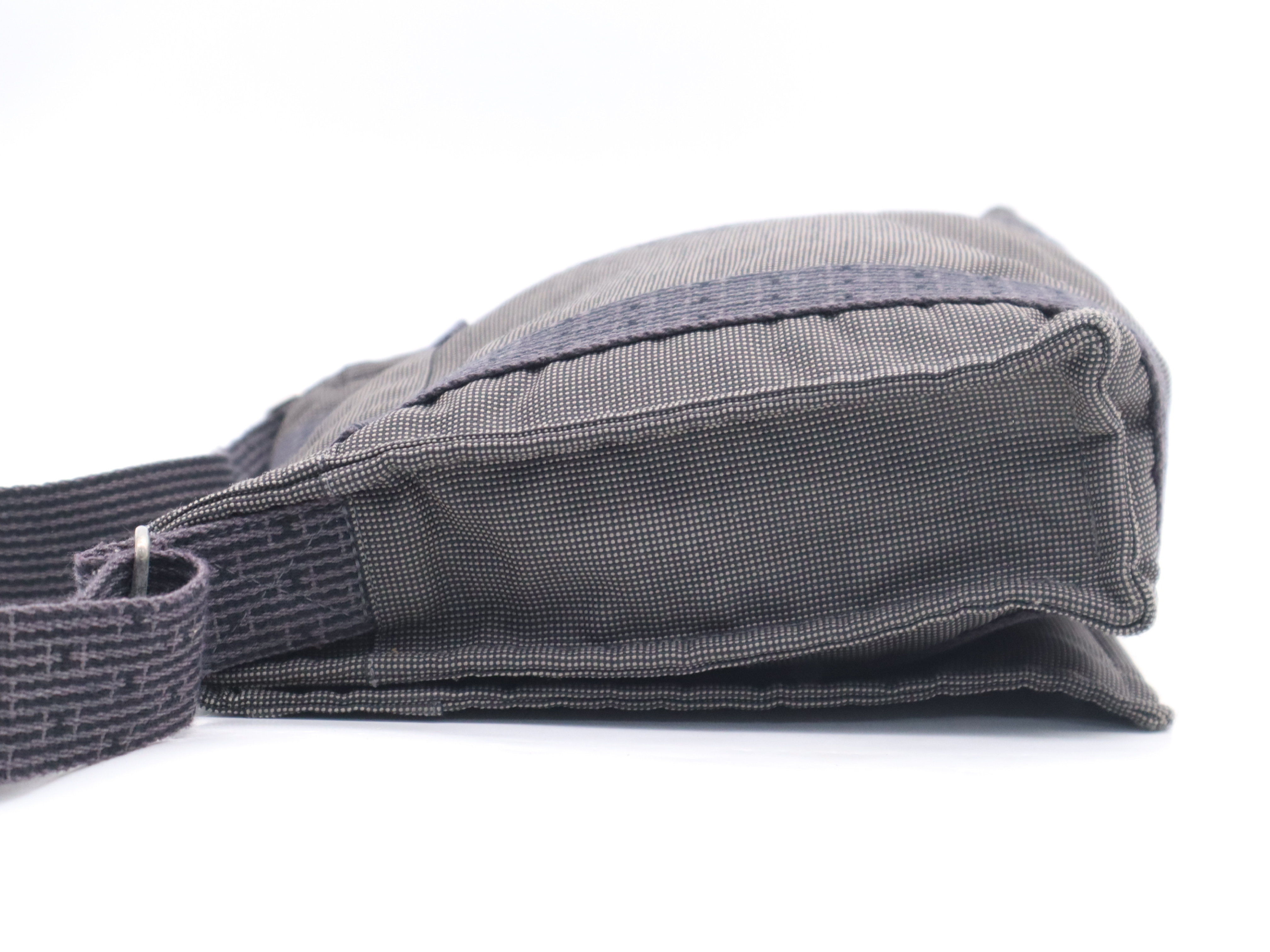 Canvas x Leather Herline Bassas PM Grey Silver Hardware Shoulder Bag — view 3