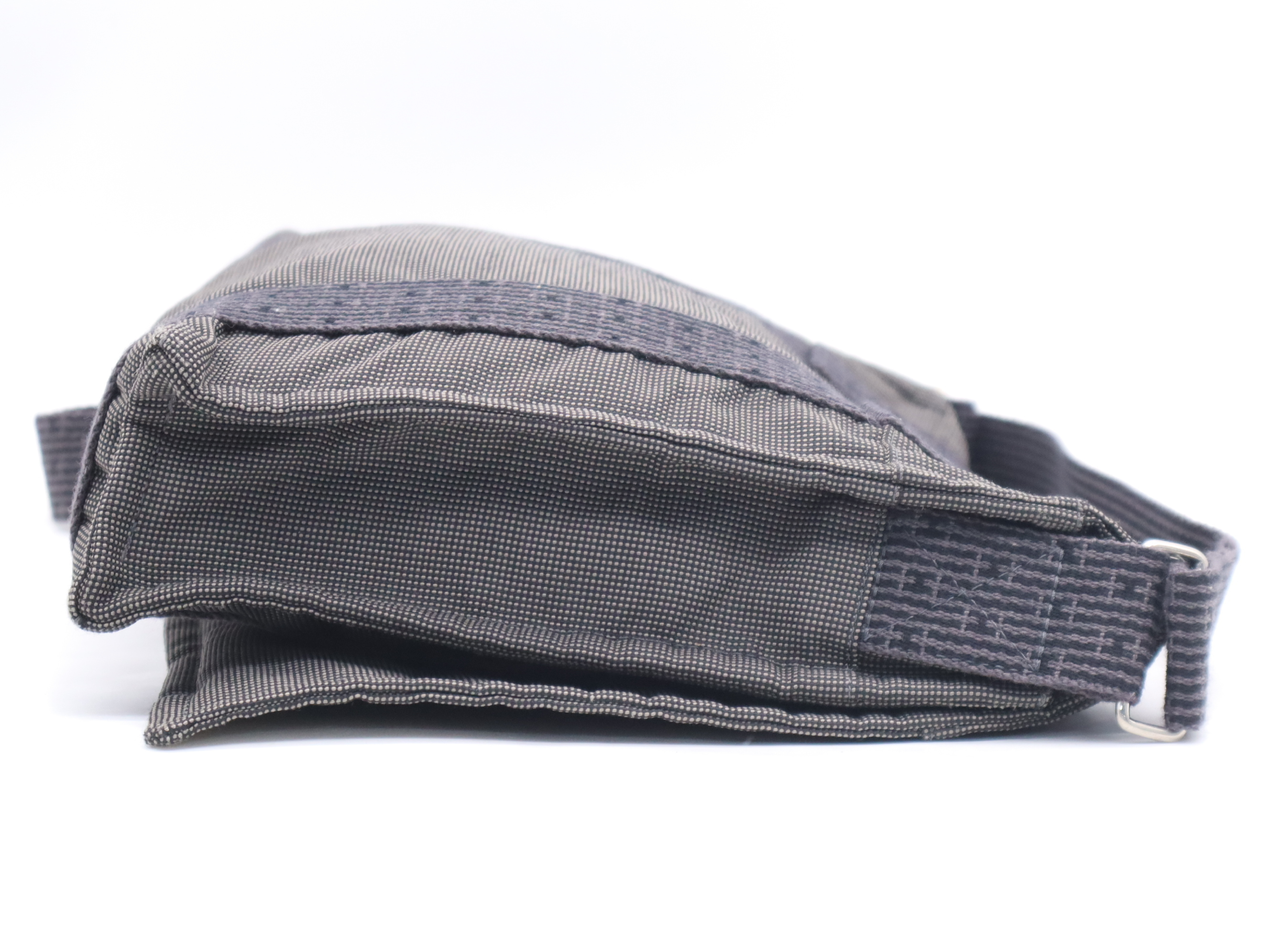 Canvas x Leather Herline Bassas PM Grey Silver Hardware Shoulder Bag — view 5