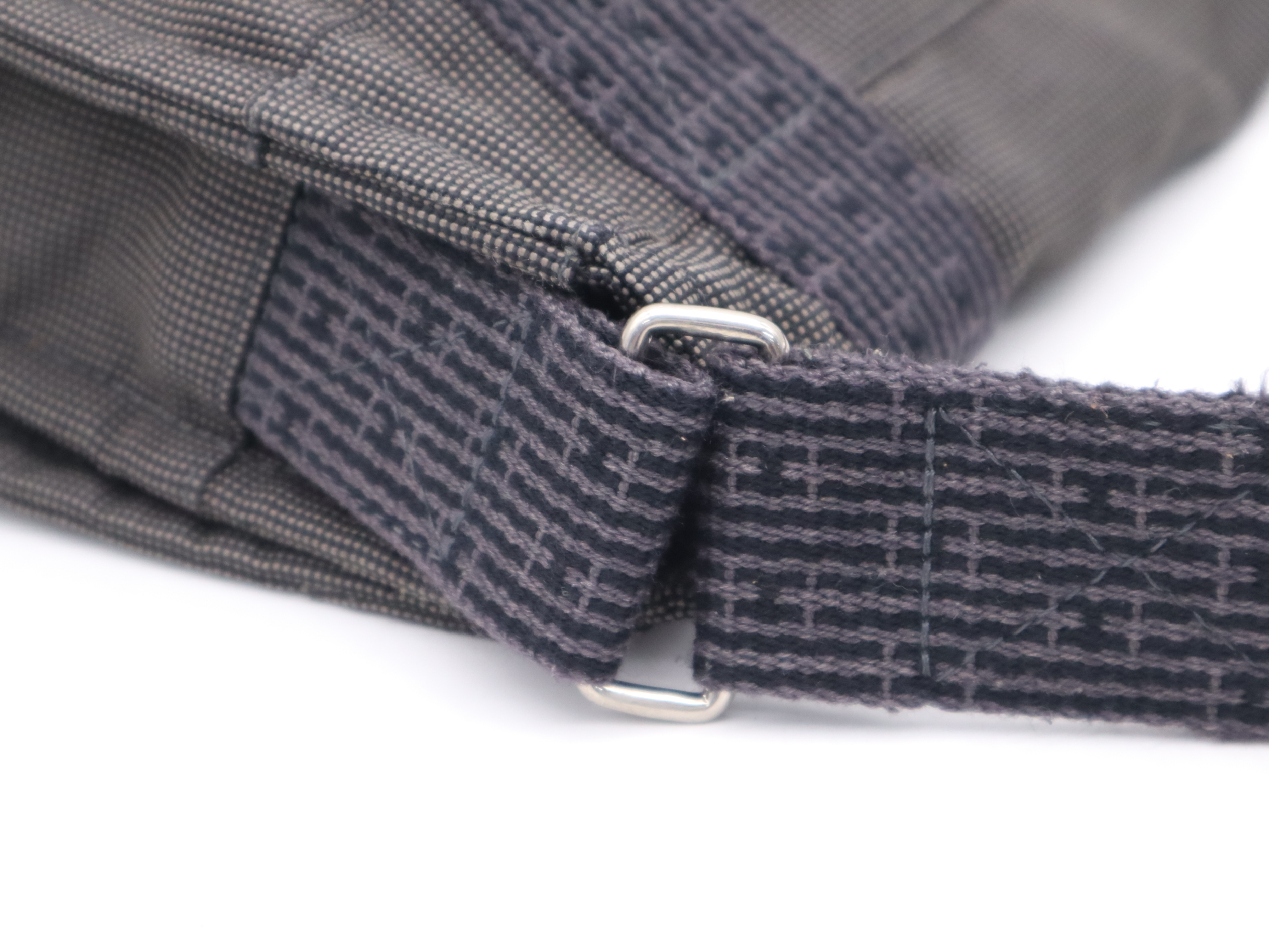 Canvas x Leather Herline Bassas PM Grey Silver Hardware Shoulder Bag — view 7