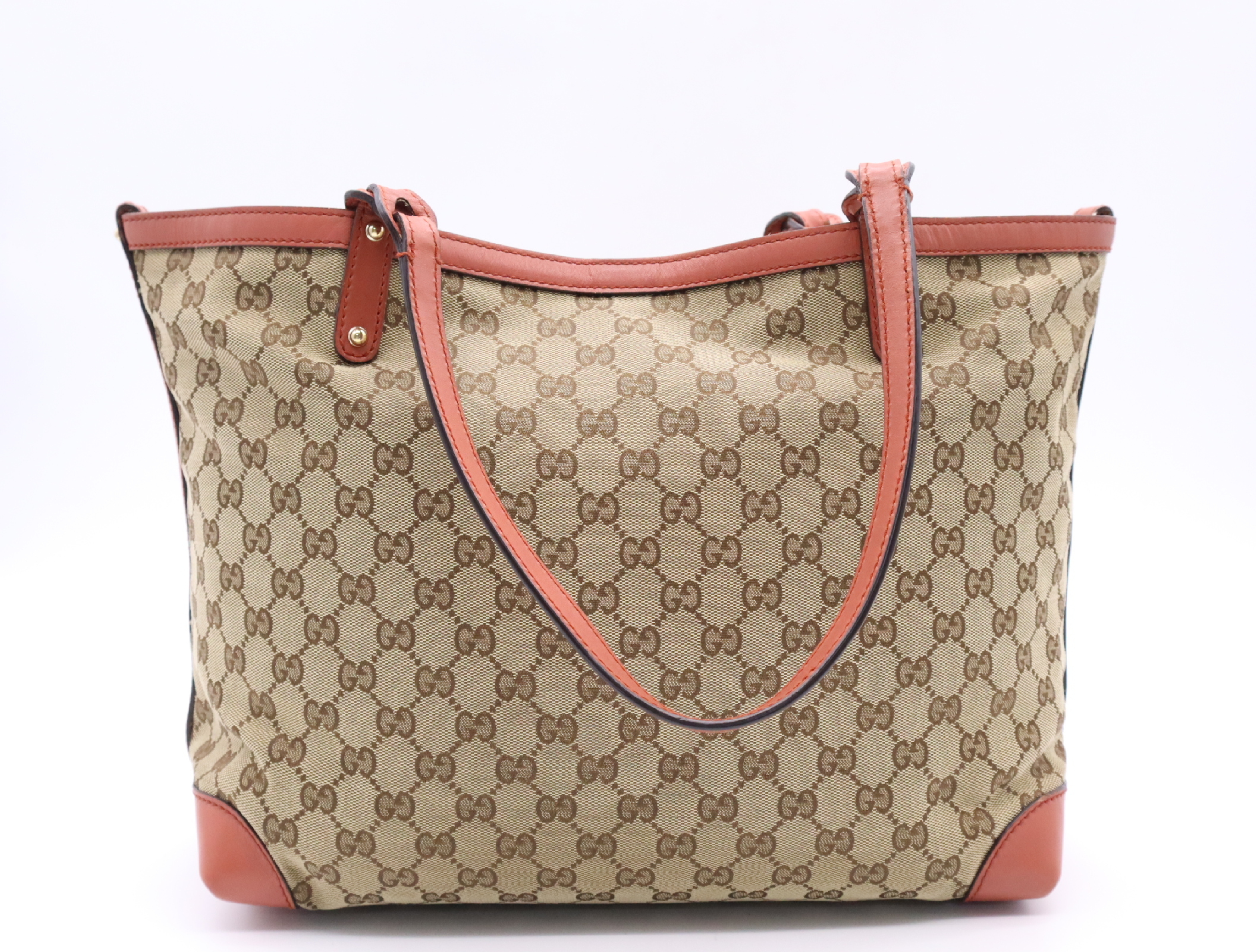 247209 GG Canvas x Leather Tote Bag, Brown, Gold Hardware, with Pouch. — view 2