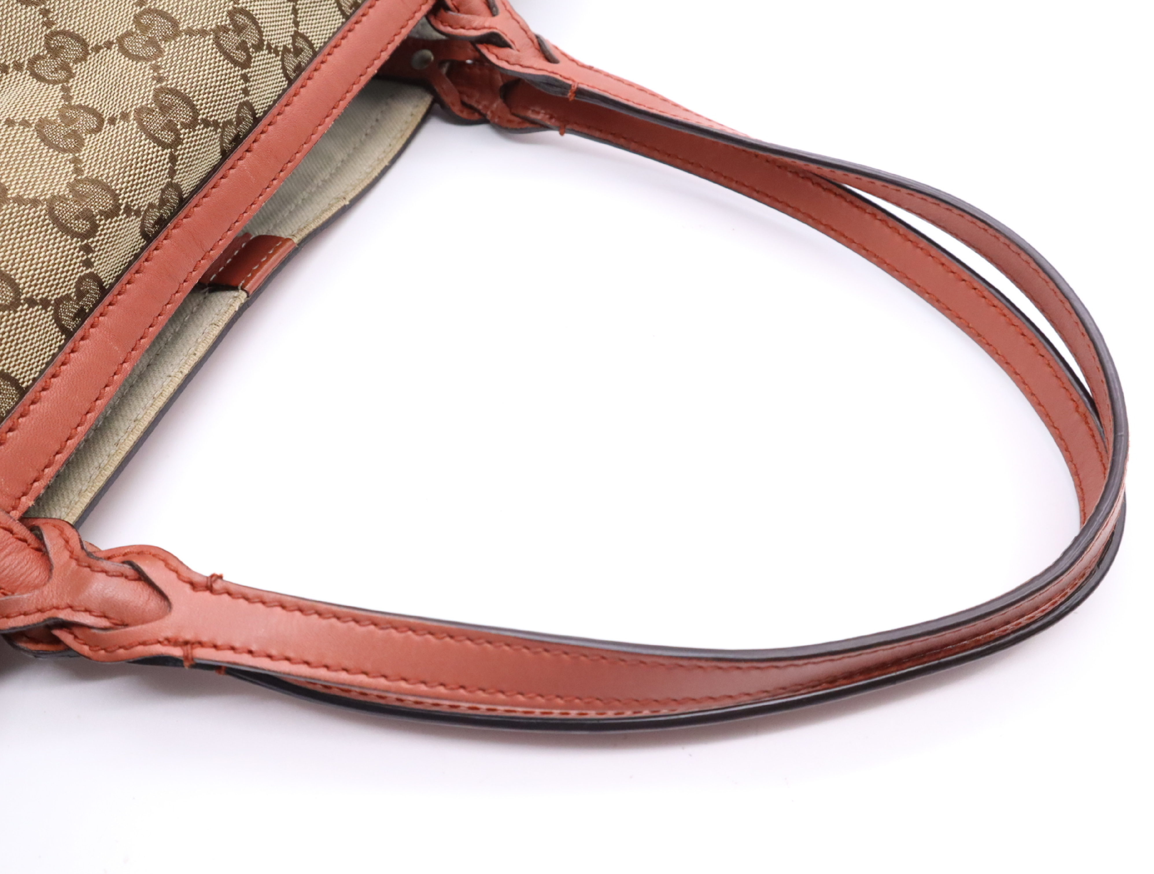 247209 GG Canvas x Leather Tote Bag, Brown, Gold Hardware, with Pouch. — view 12