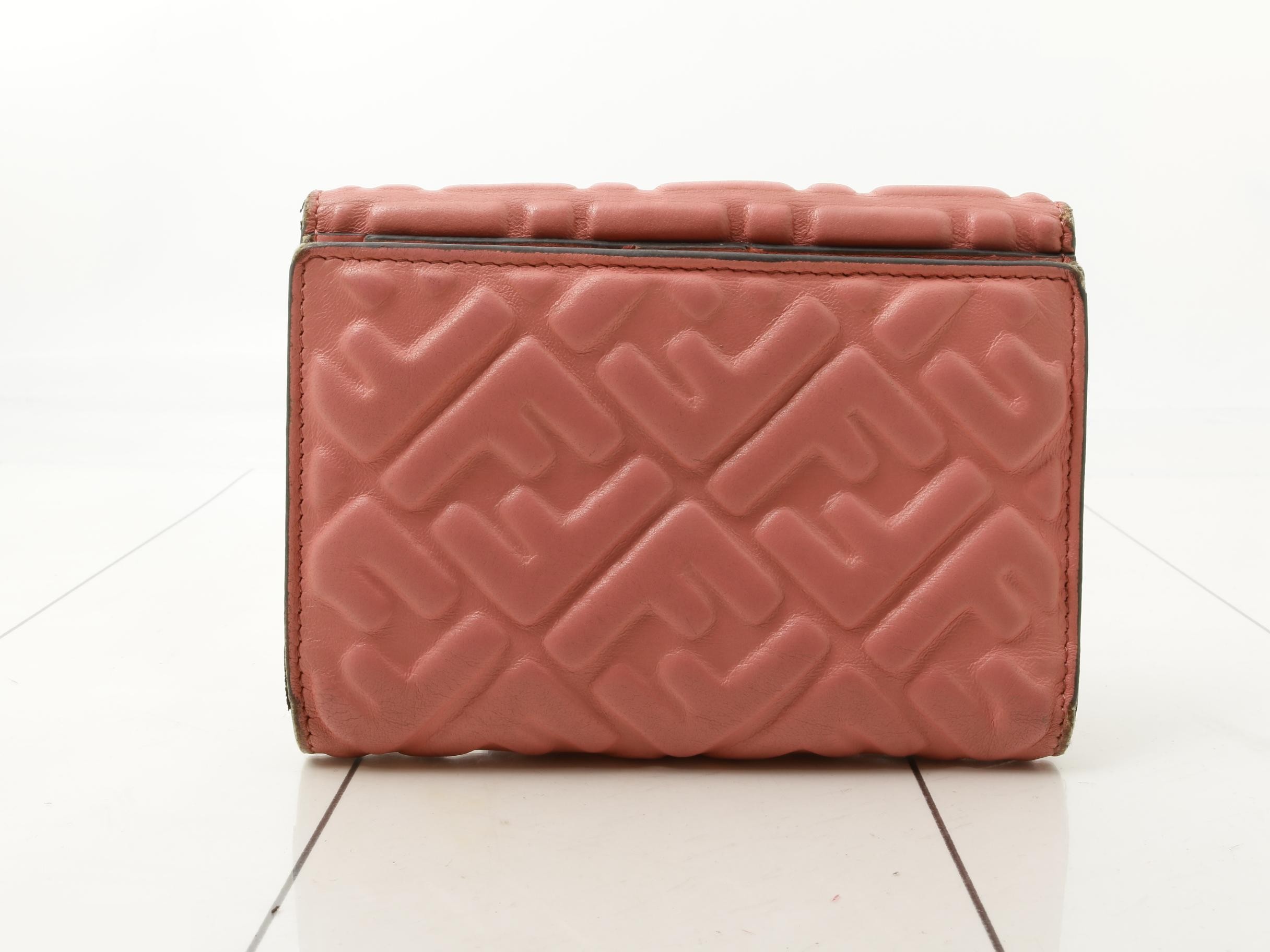 Baguette Tri-fold Wallet, Embossed Leather, with Dust Bag — view 2