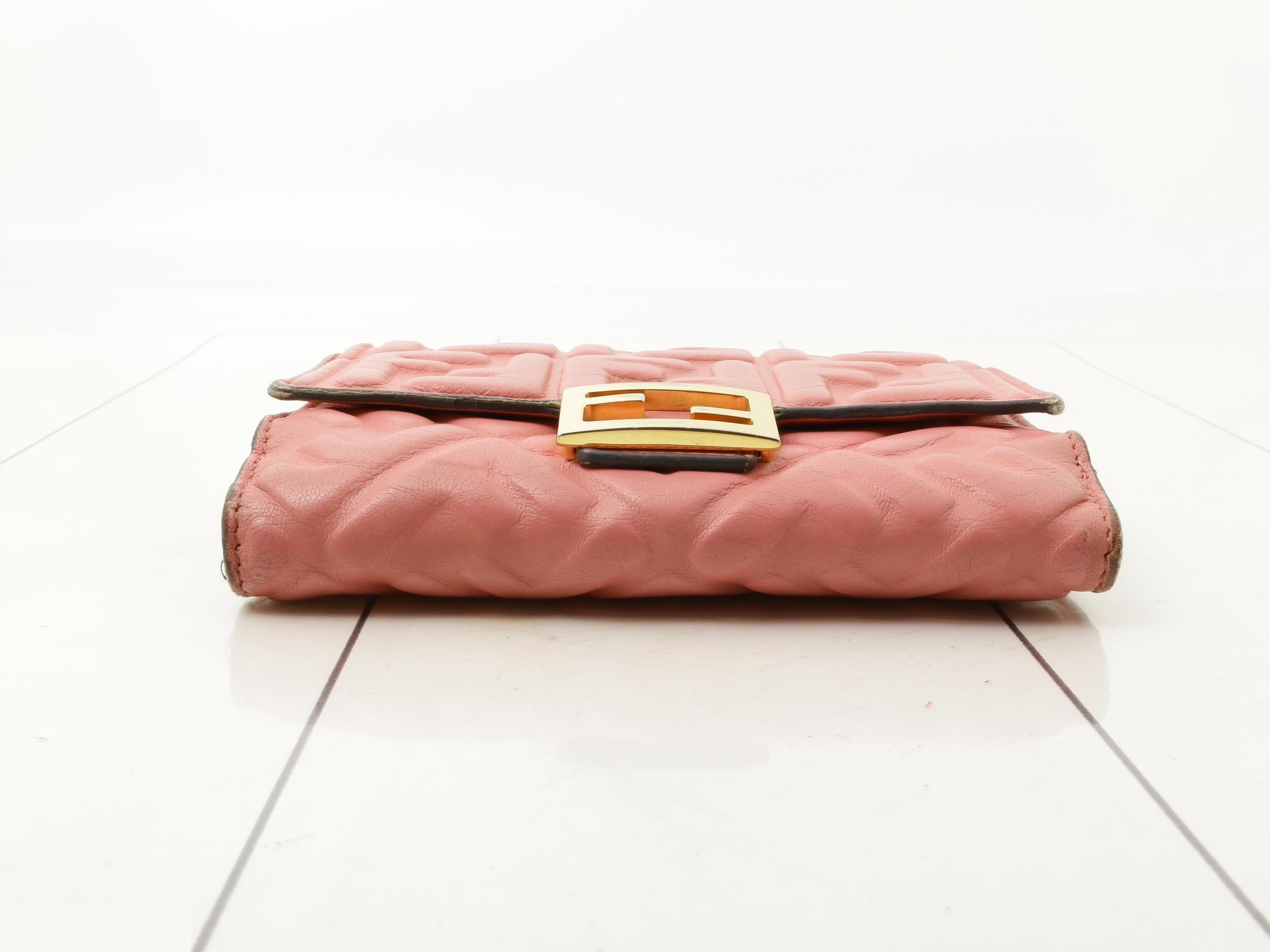 Baguette Tri-fold Wallet, Embossed Leather, with Dust Bag — view 3