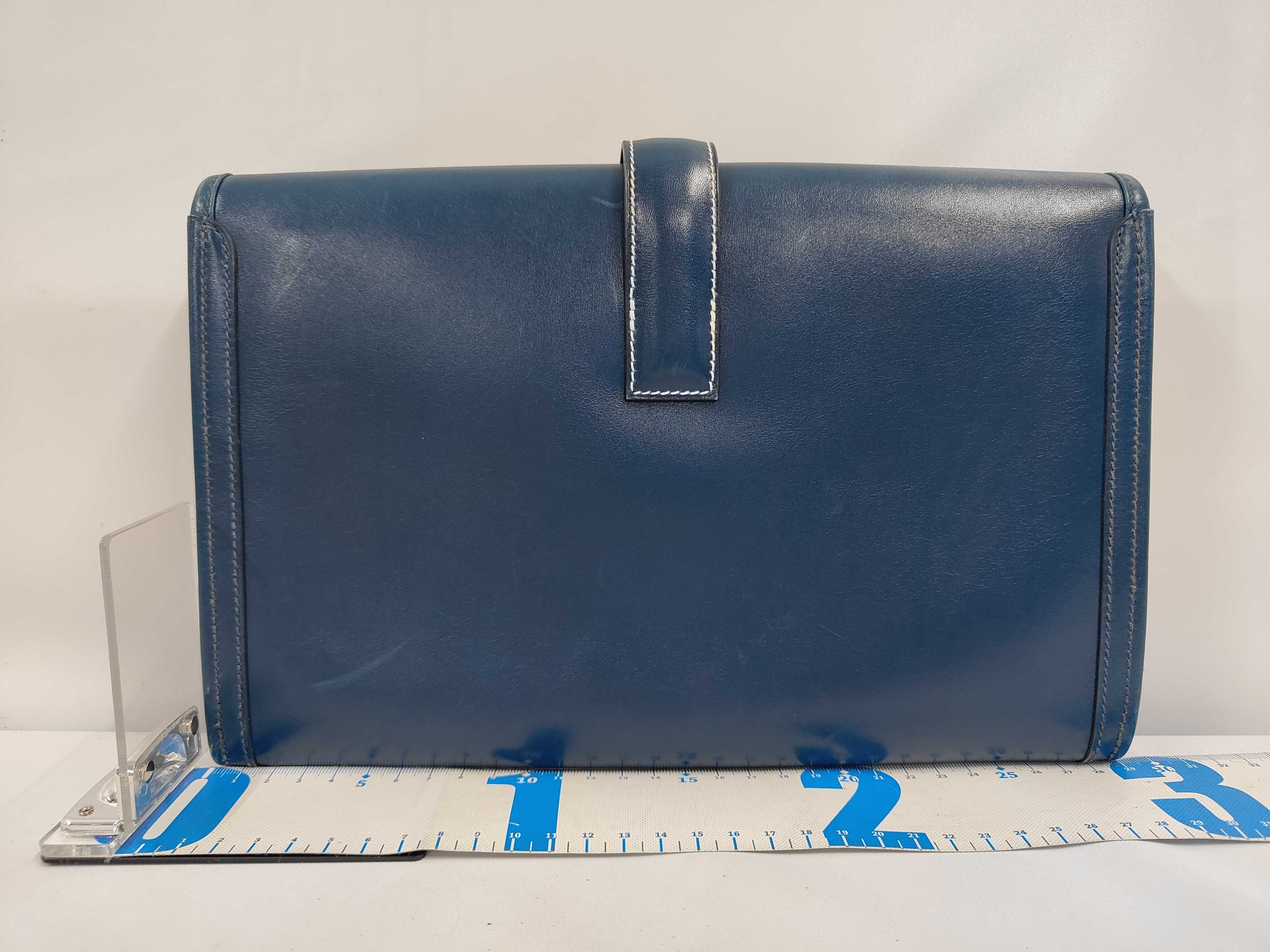 Jige PM Box Calf Clutch Bag Blue H Clutch Bag — view 2