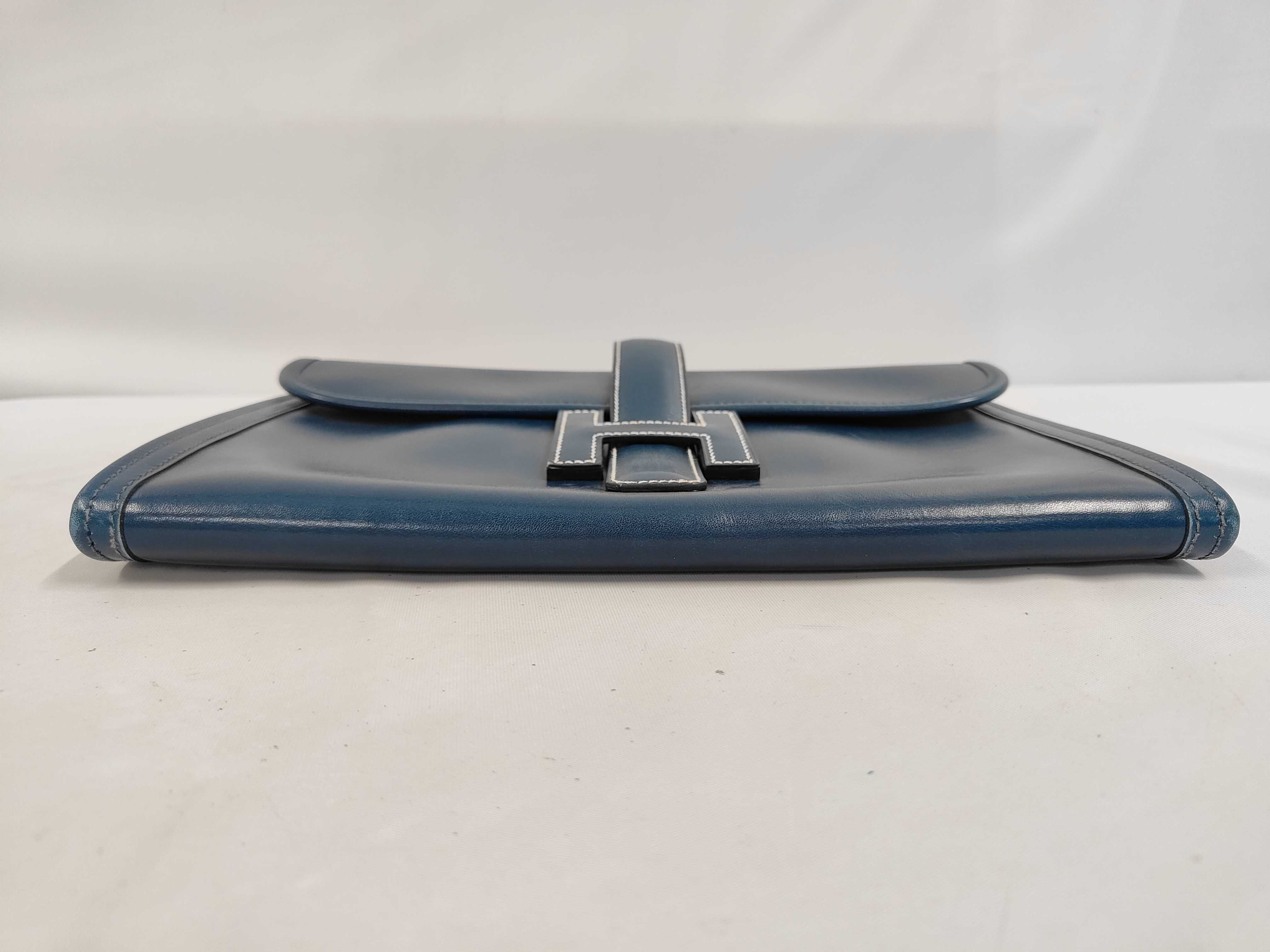 Jige PM Box Calf Clutch Bag Blue H Clutch Bag — view 3