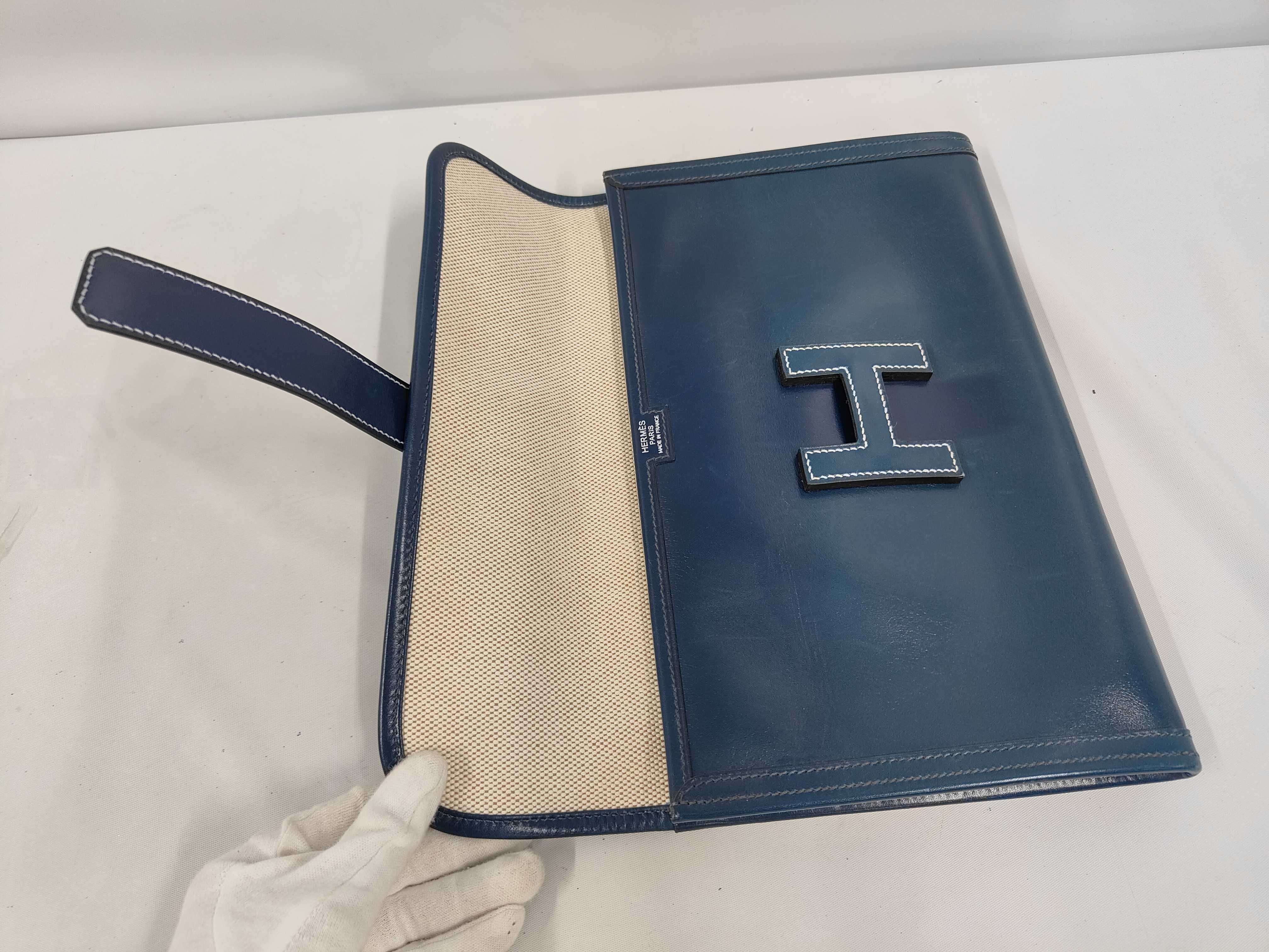 Jige PM Box Calf Clutch Bag Blue H Clutch Bag — view 5
