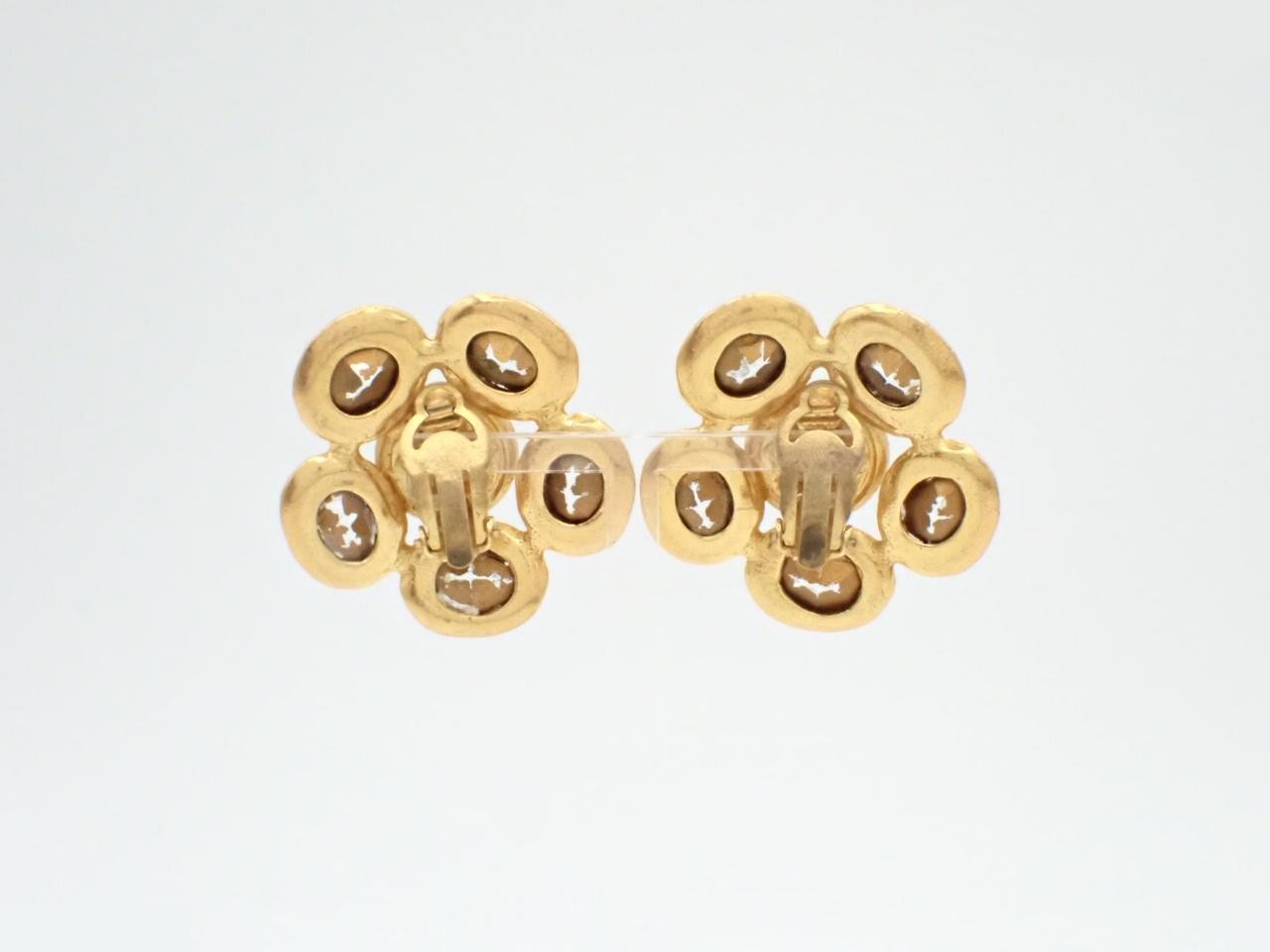 Earrings, red, gold plated, rhinestones — view 2