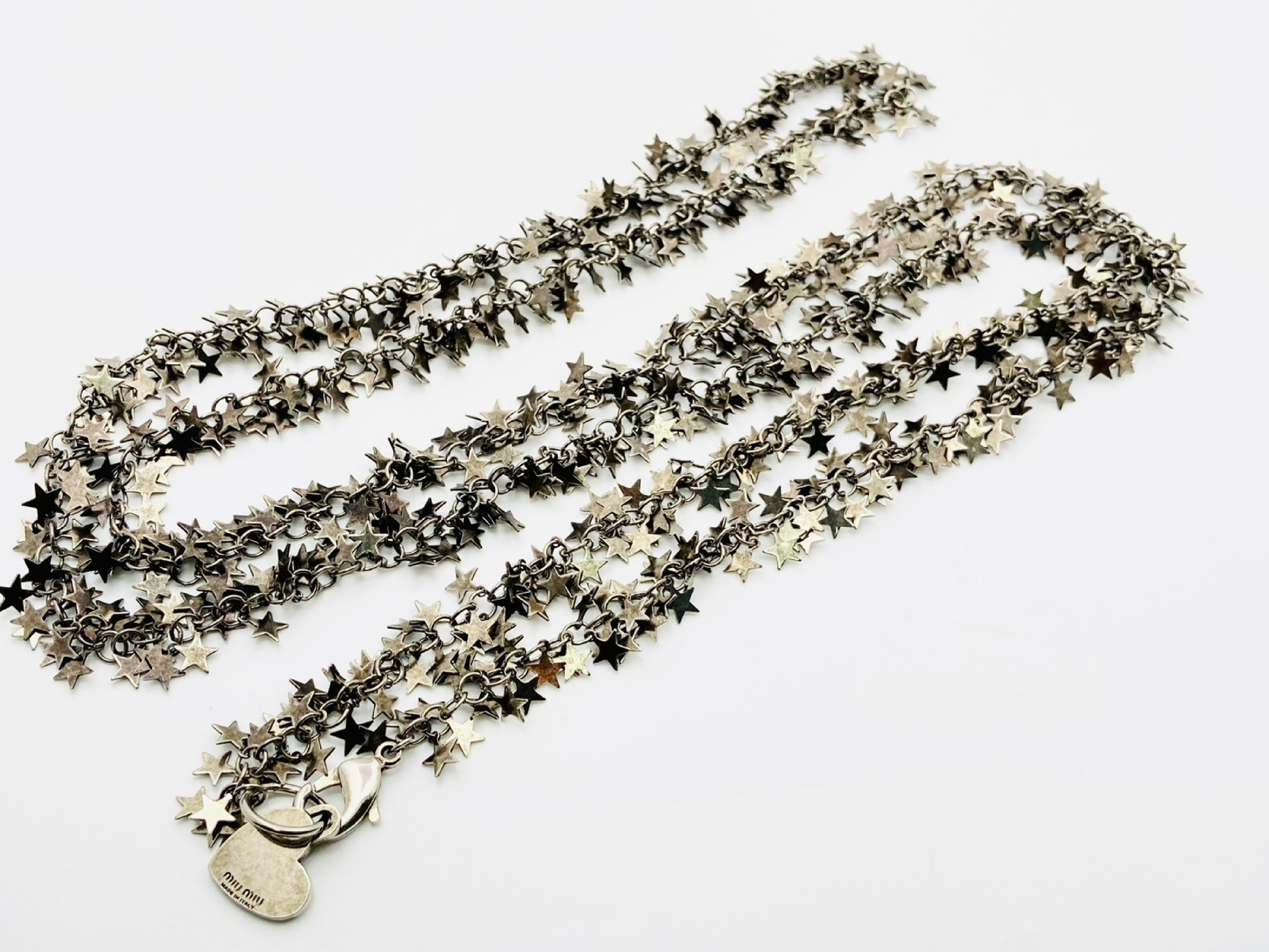 Star Chain Heart Tag Long Necklace, Metal Silver Necklace — view 2