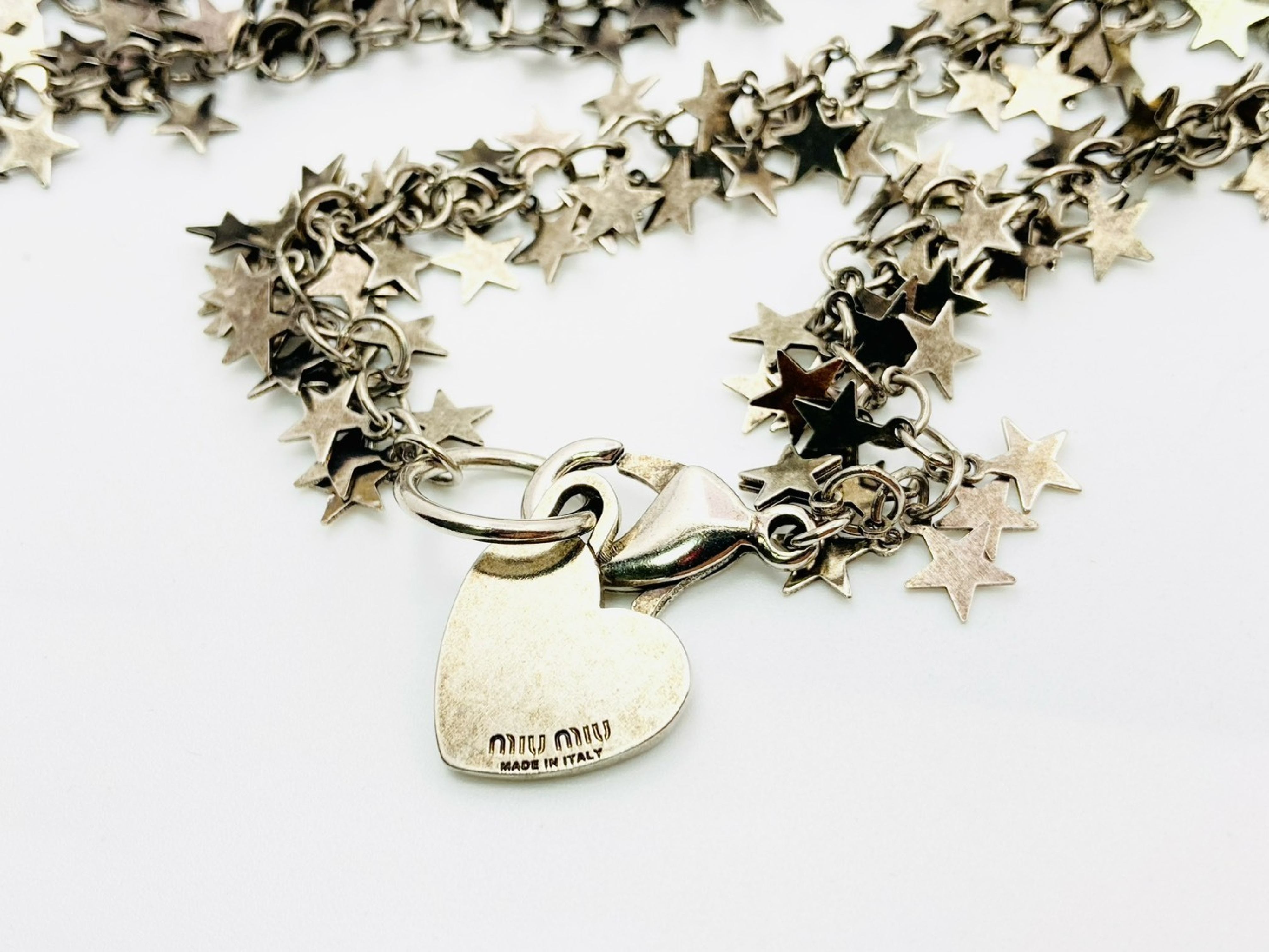 Star Chain Heart Tag Long Necklace, Metal Silver Necklace — view 3