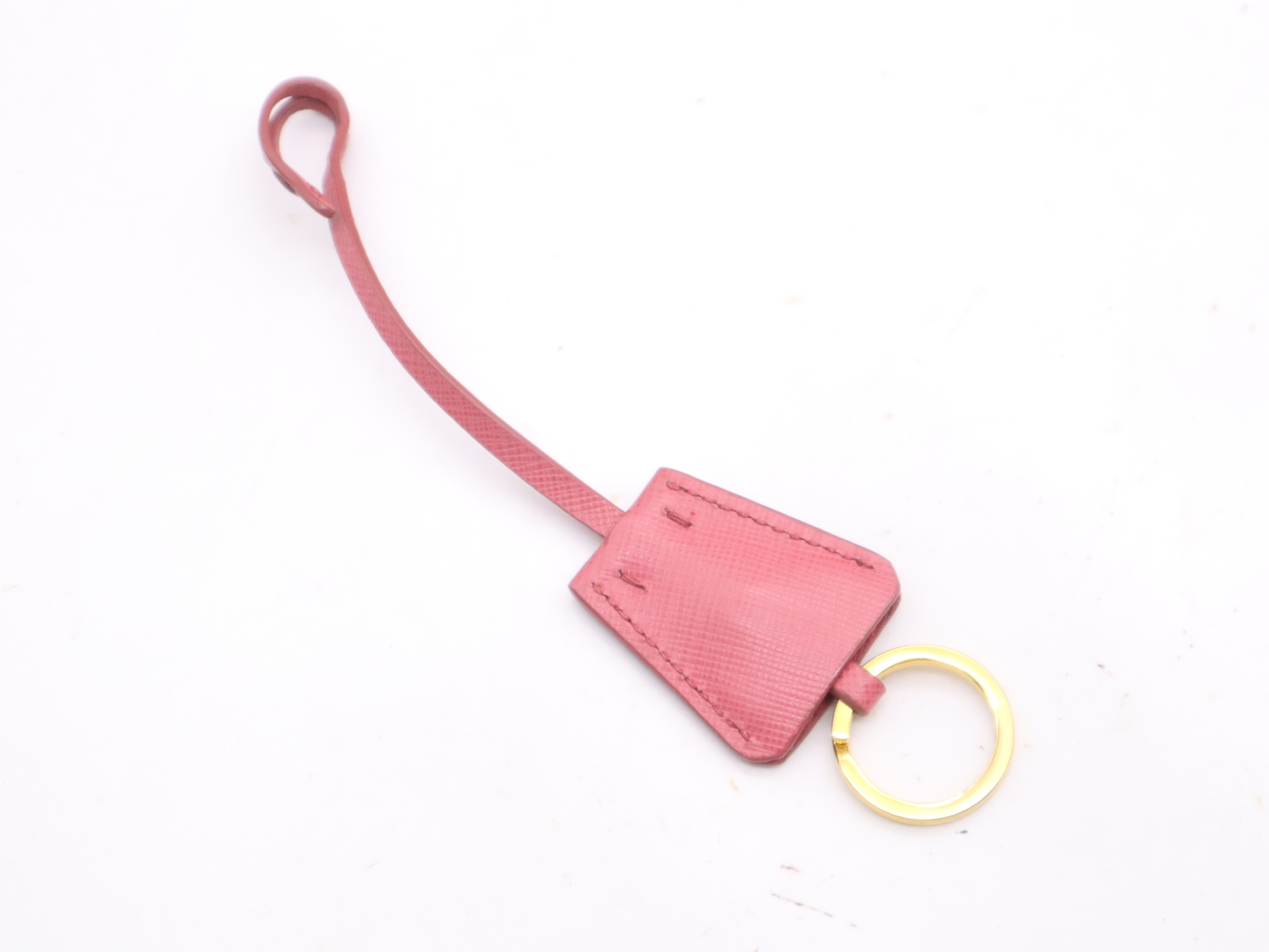 Leather Galleria Saffiano Pink Handbag with Gold Hardware, Shoulder Strap, and Charm — view 13