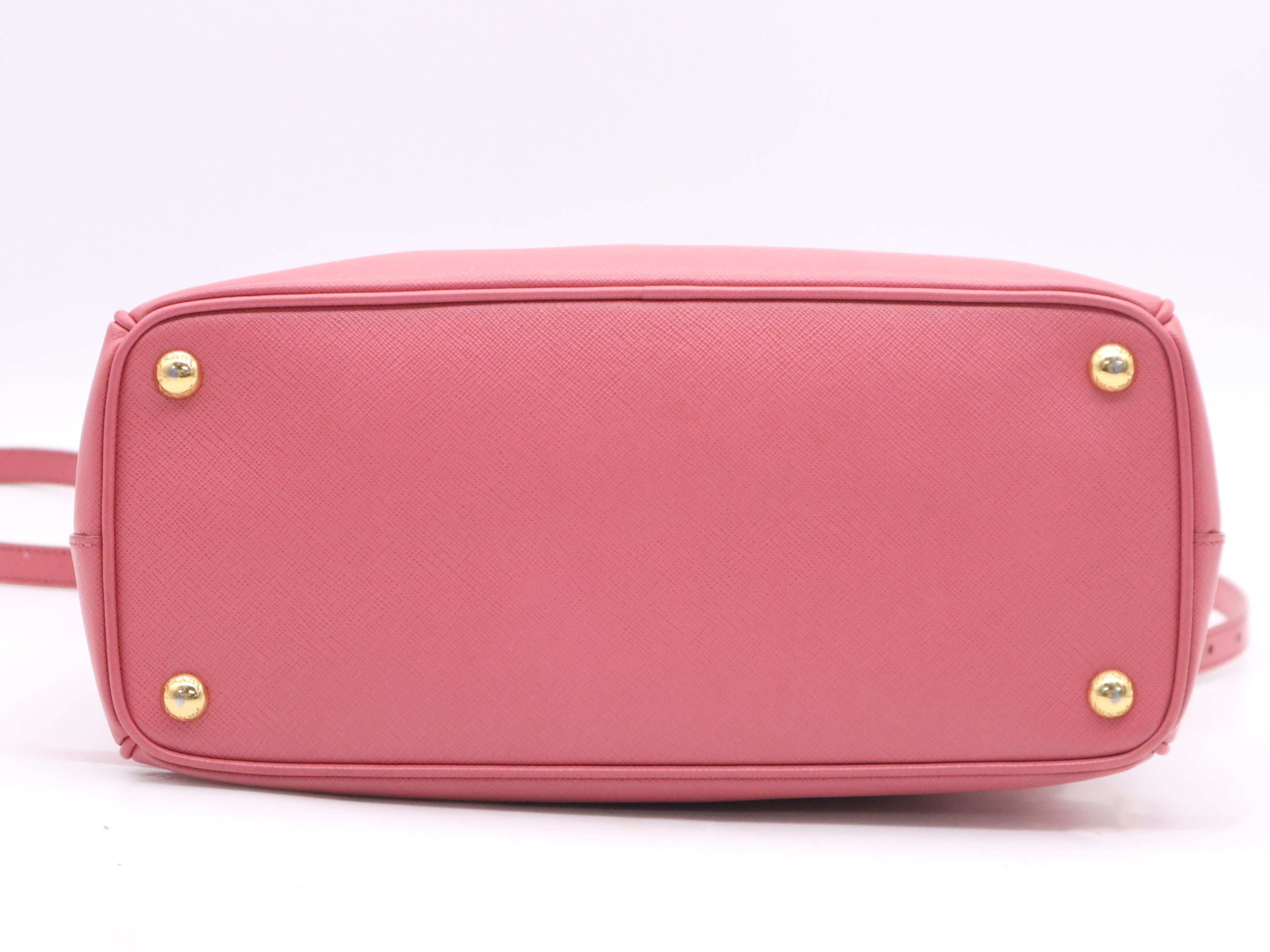 Leather Galleria Saffiano Pink Handbag with Gold Hardware, Shoulder Strap, and Charm — view 4