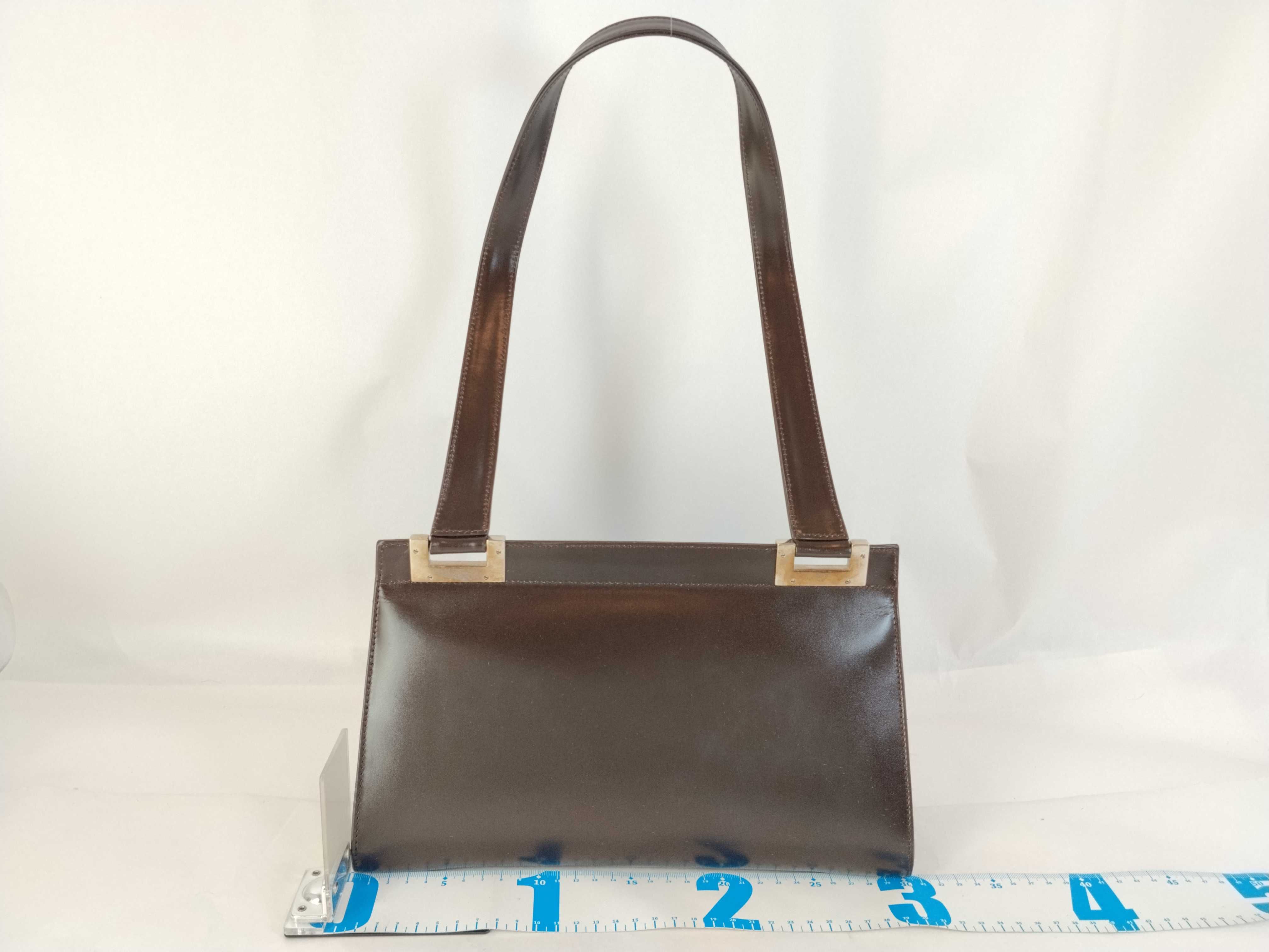 Vintage Tom Ford Era Leather Dark Brown Shoulder Bag Handbag — view 2