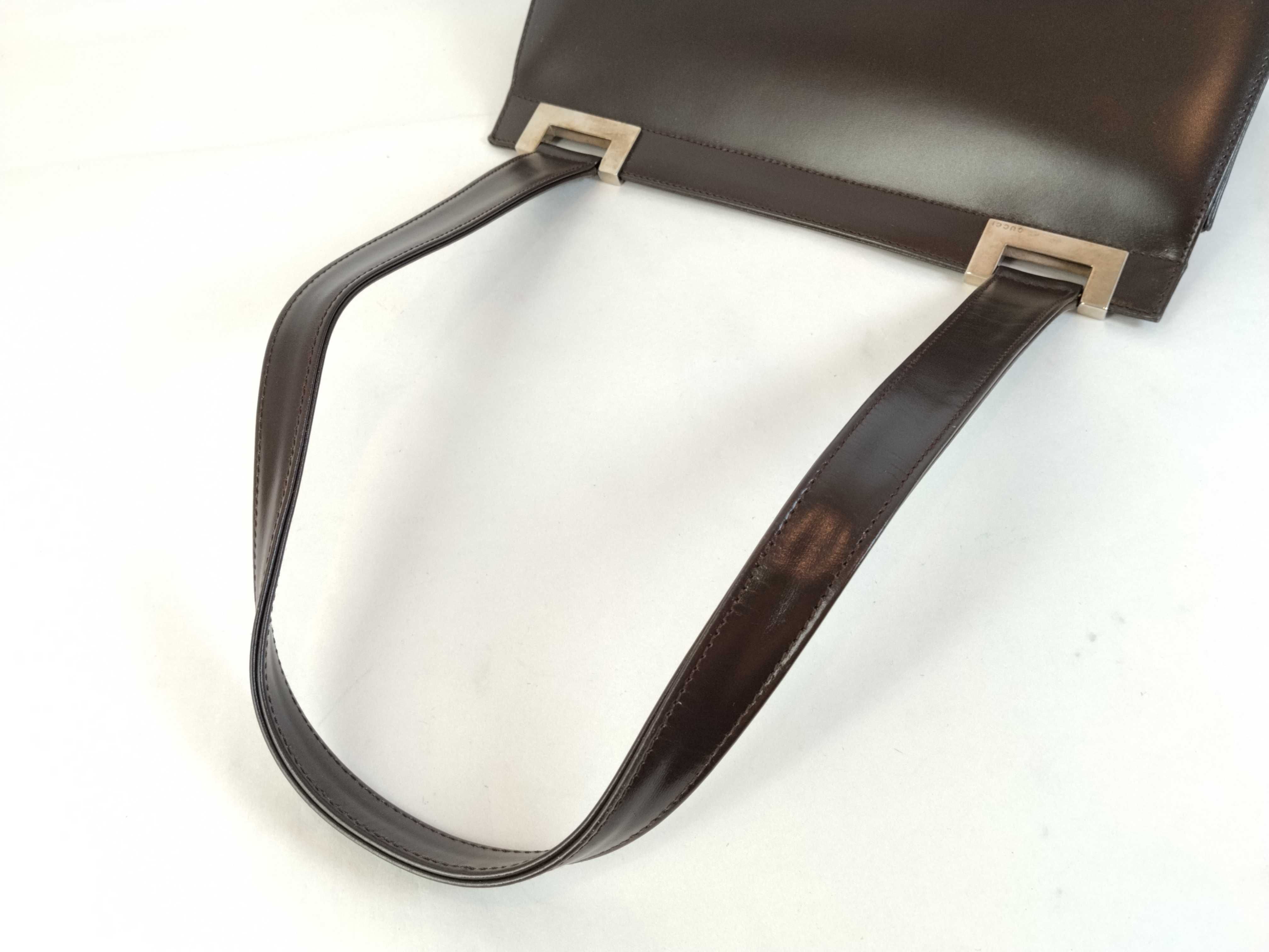 Vintage Tom Ford Era Leather Dark Brown Shoulder Bag Handbag — view 3