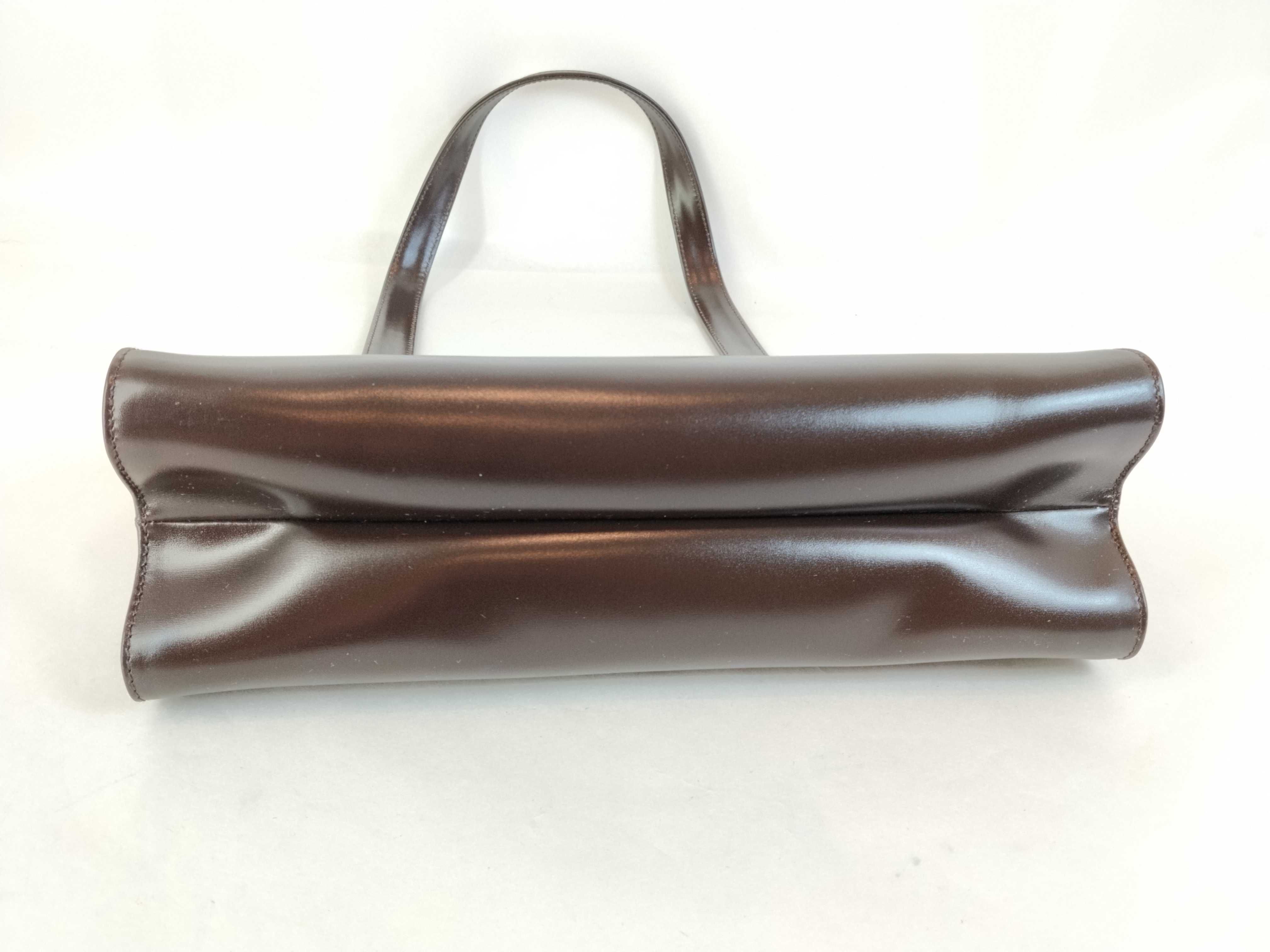 Vintage Tom Ford Era Leather Dark Brown Shoulder Bag Handbag — view 7
