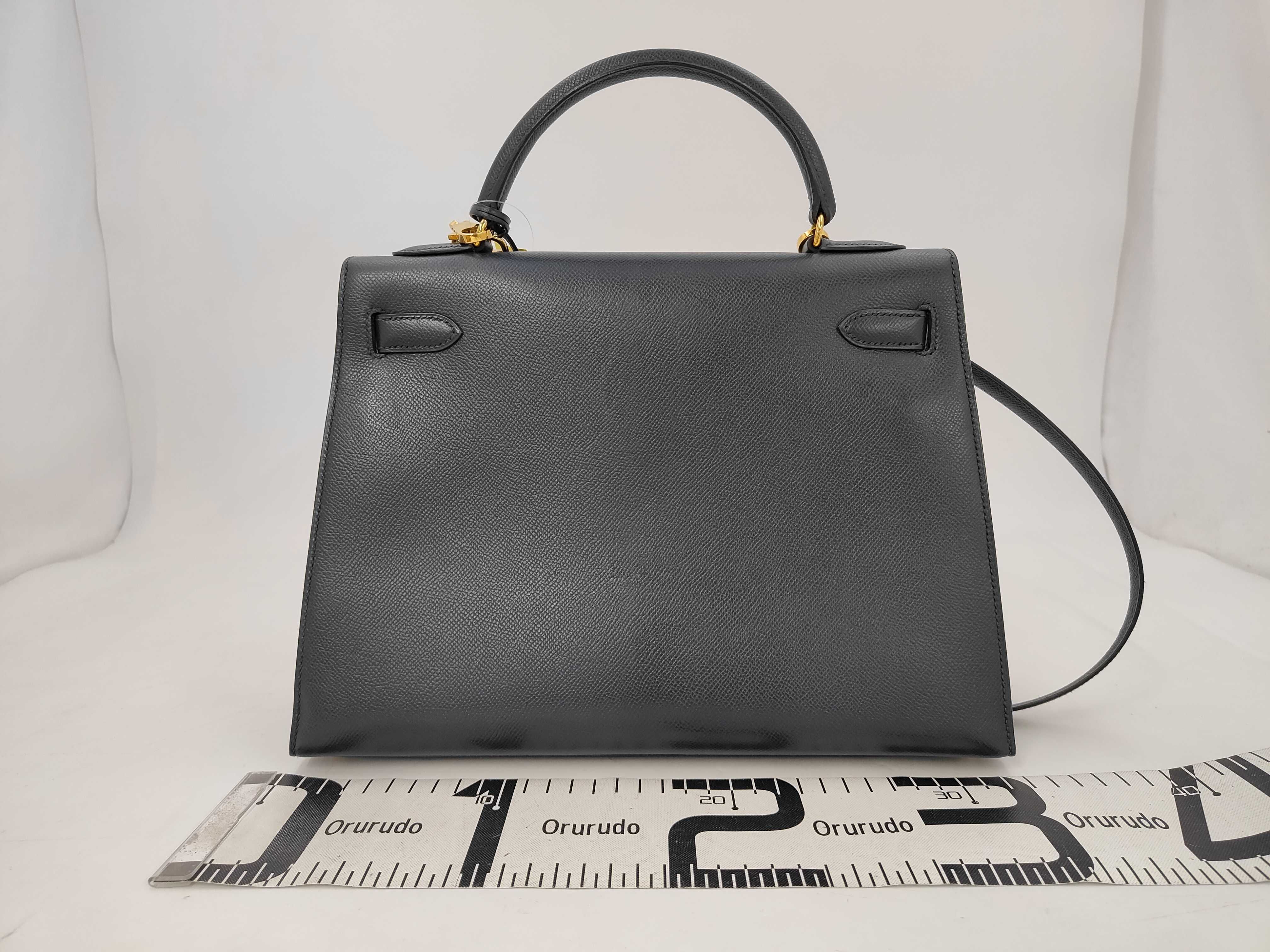 Kelly 32 Courchevel Leather Navy Gold Hardware C Handbag — view 2