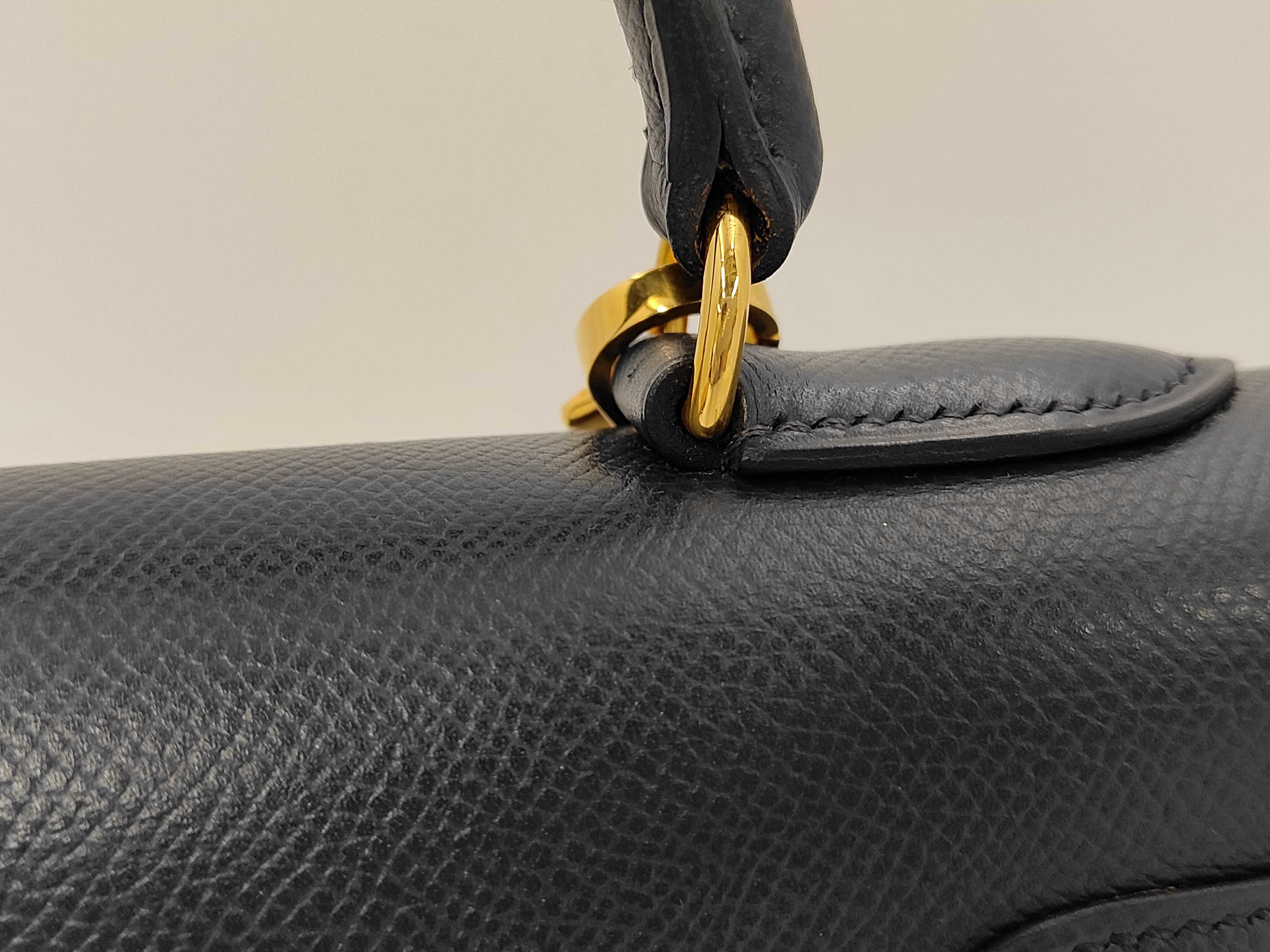 Kelly 32 Courchevel Leather Navy Gold Hardware C Handbag — view 3