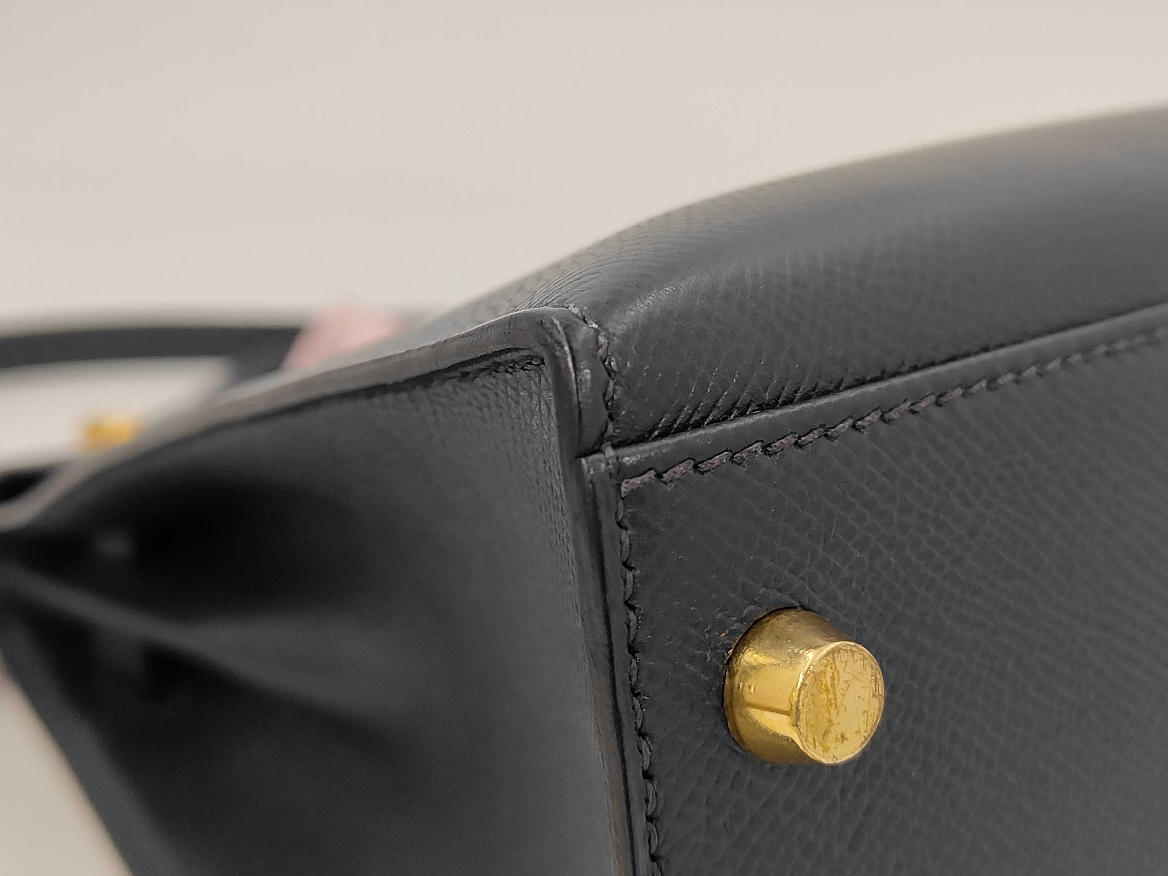 Kelly 32 Courchevel Leather Navy Gold Hardware C Handbag — view 6