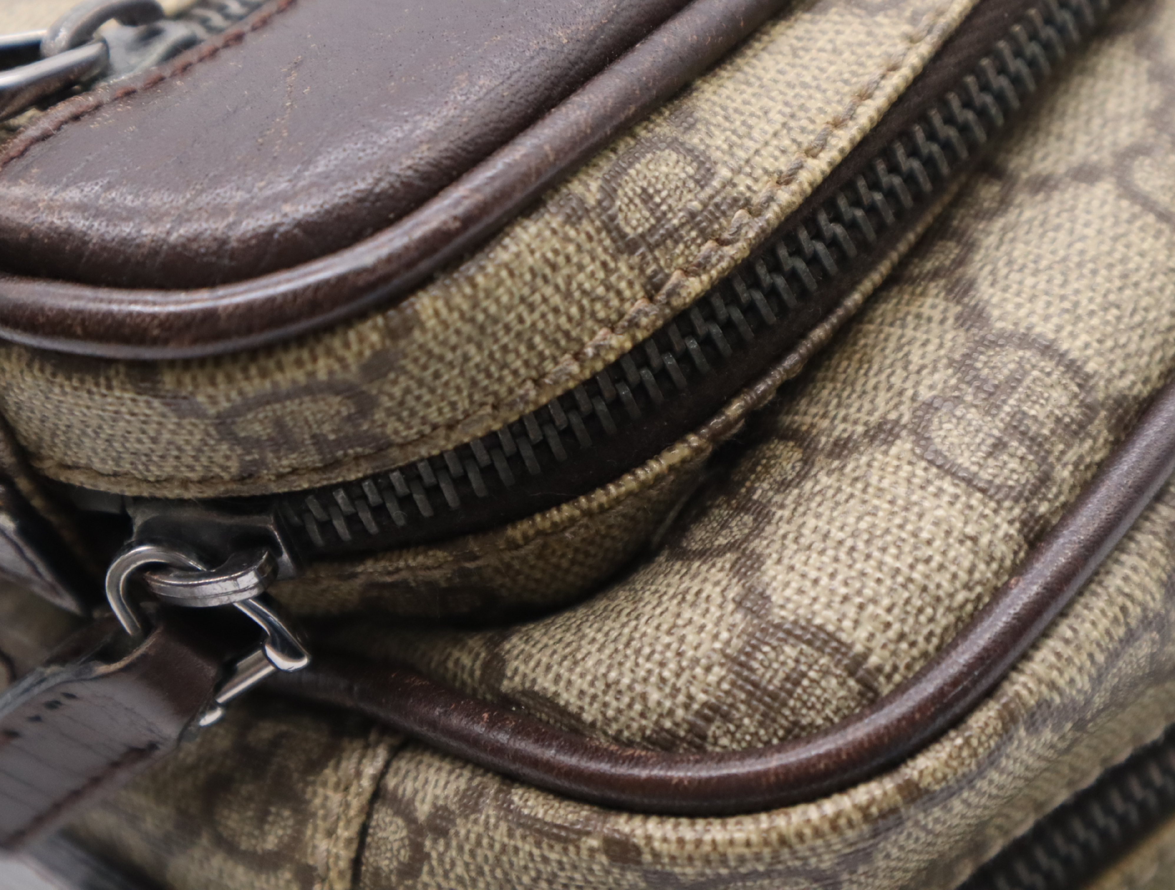 114531 GG Supreme Shoulder Bag, Beige Brown, Silver Hardware — view 9