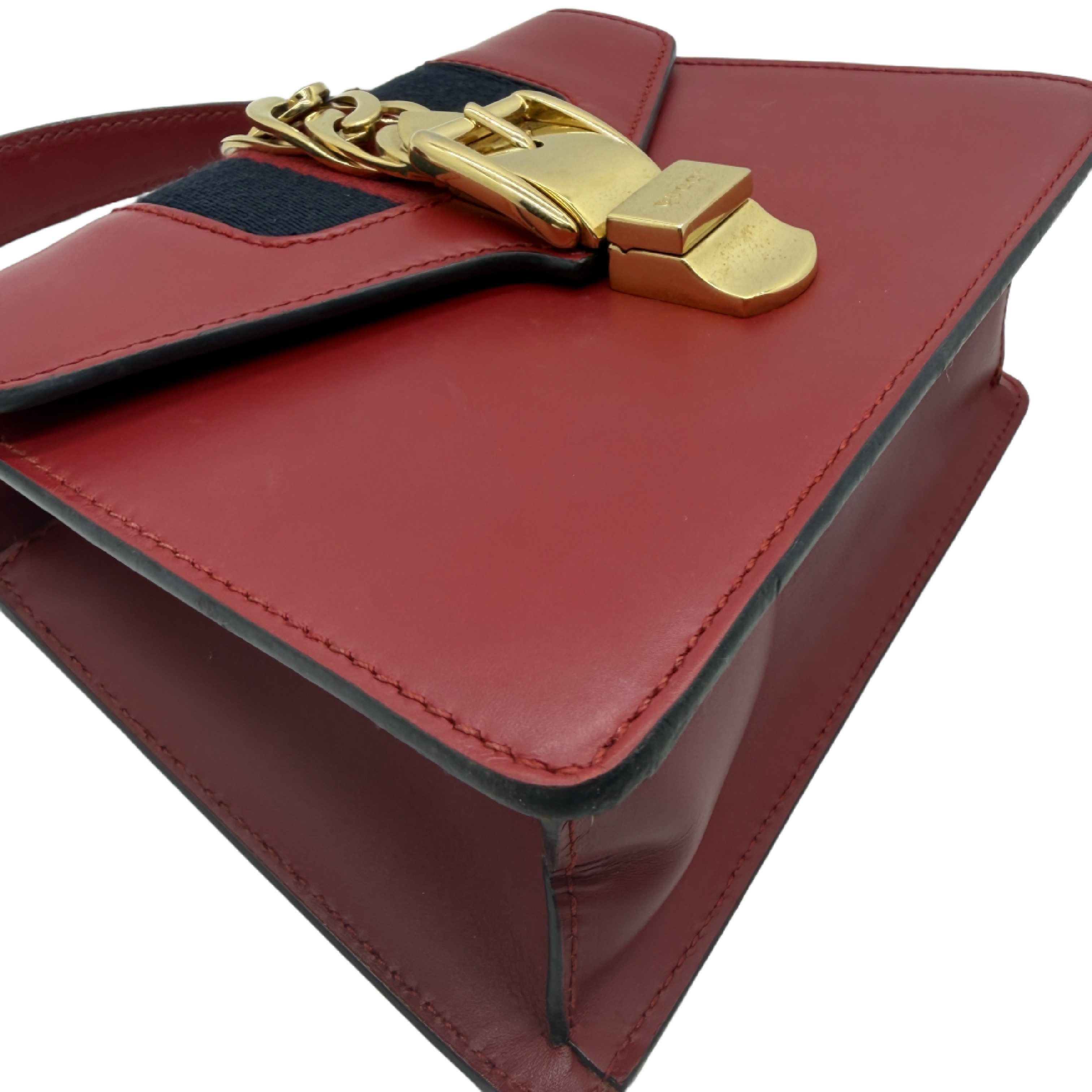 Sylvie Web Line Leather 2-Way Red Handbag — view 5