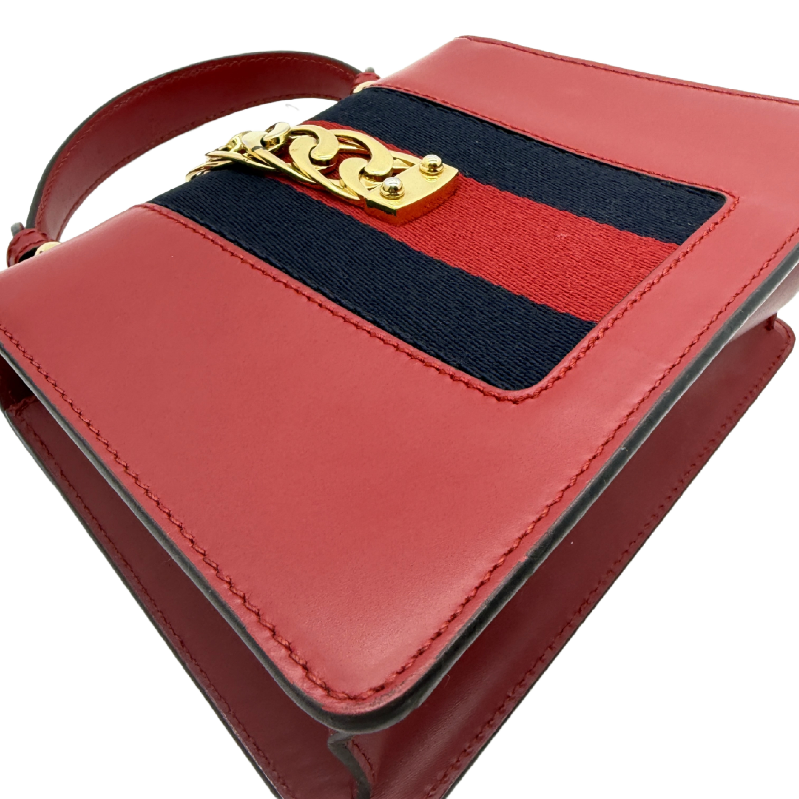 Sylvie Web Line Leather 2-Way Red Handbag — view 8