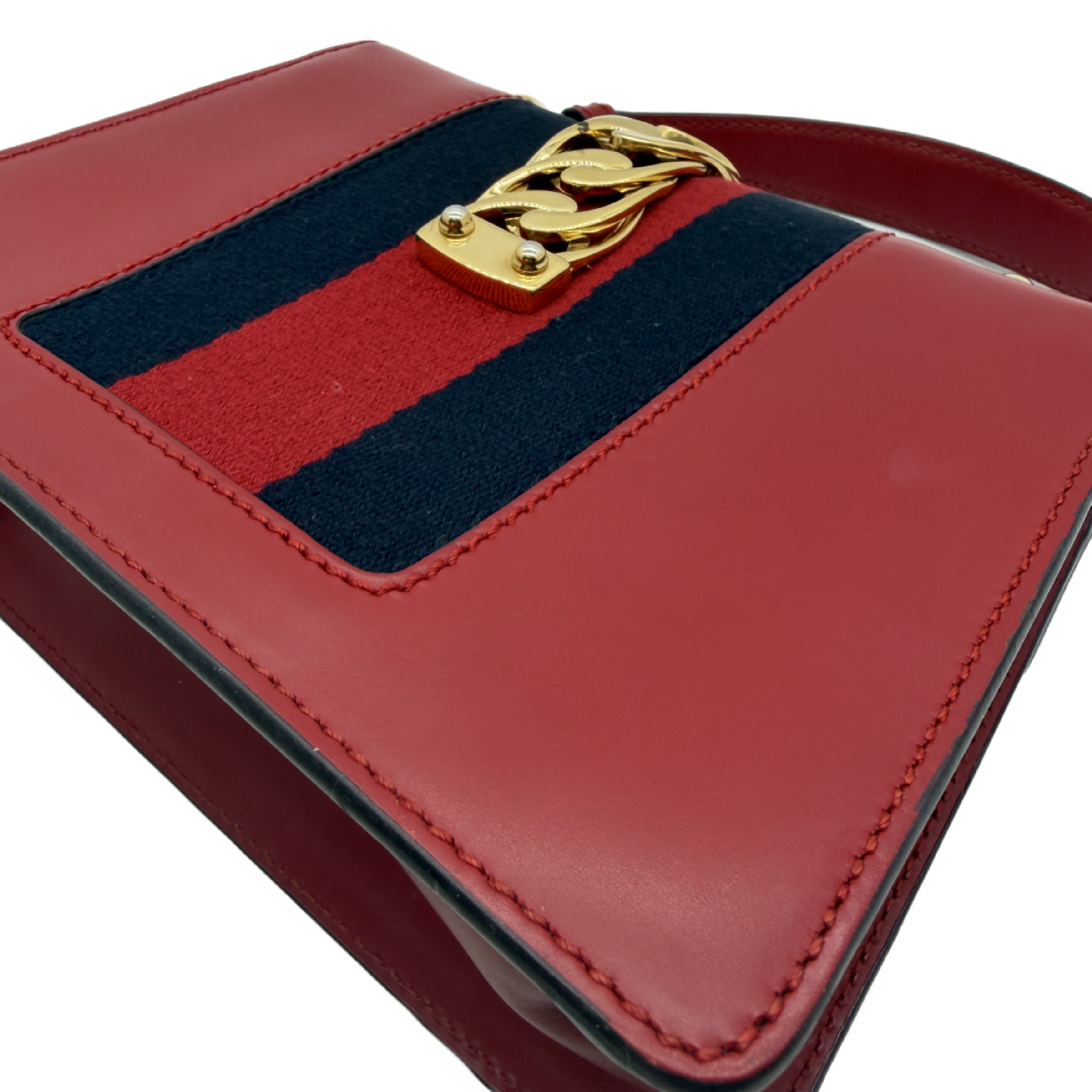 Sylvie Web Line Leather 2-Way Red Handbag — view 9