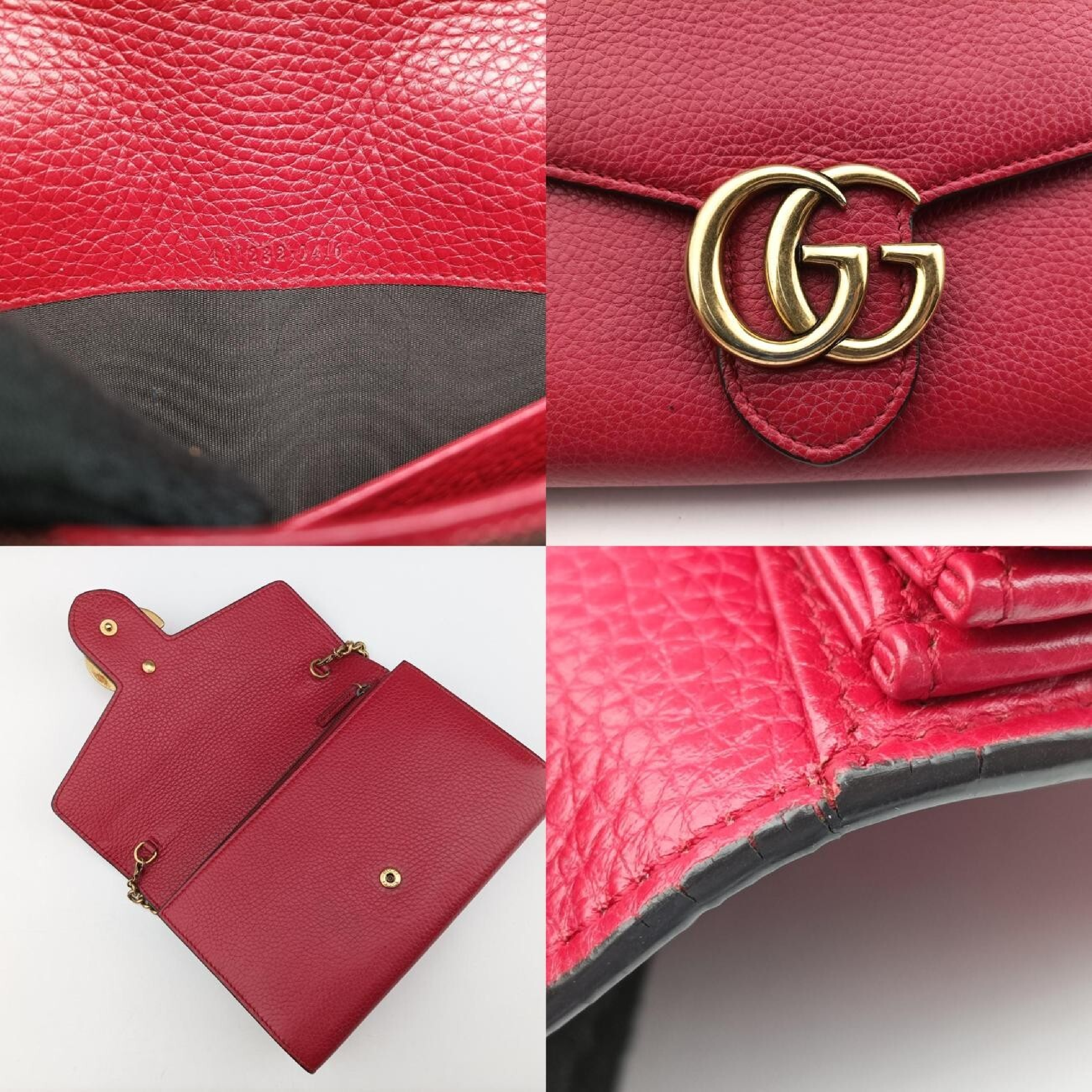 GG Marmont Red Leather Shoulder Bag 401232 — view 8