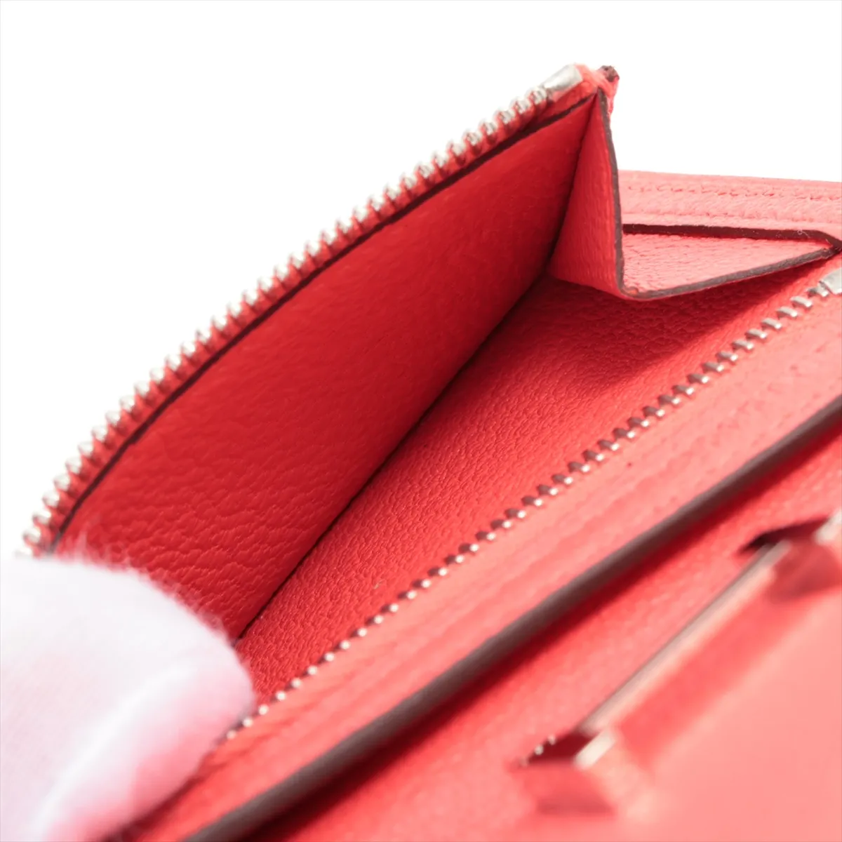 Hermès Bearn Combination Chevre Mysore Compact Wallet, Rouge Pivoine, Silver Hardware, K: 2025 — view 6