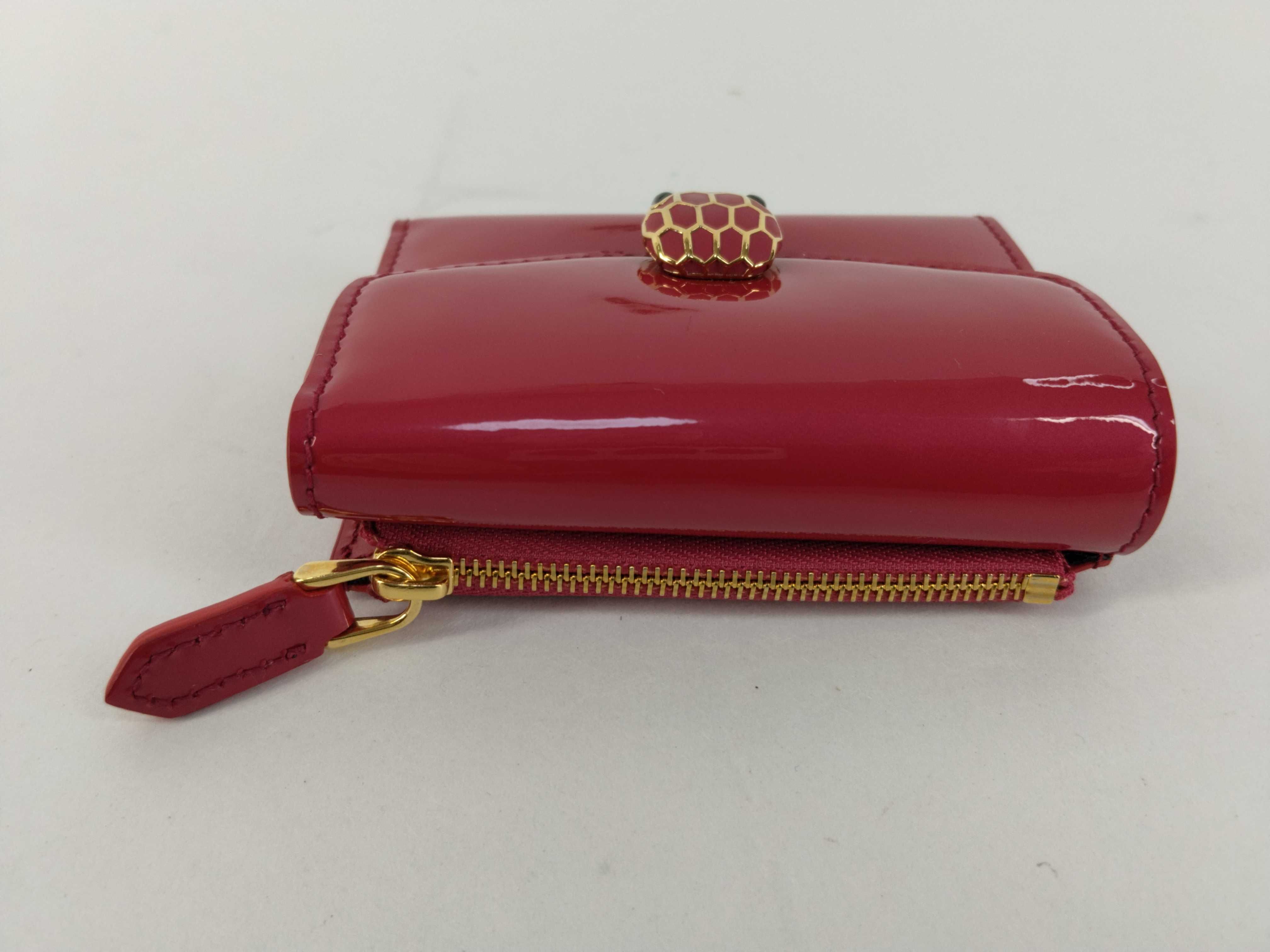 Serpenti Pink Patent Leather Tri-fold Wallet Compact Wallet Box — view 5