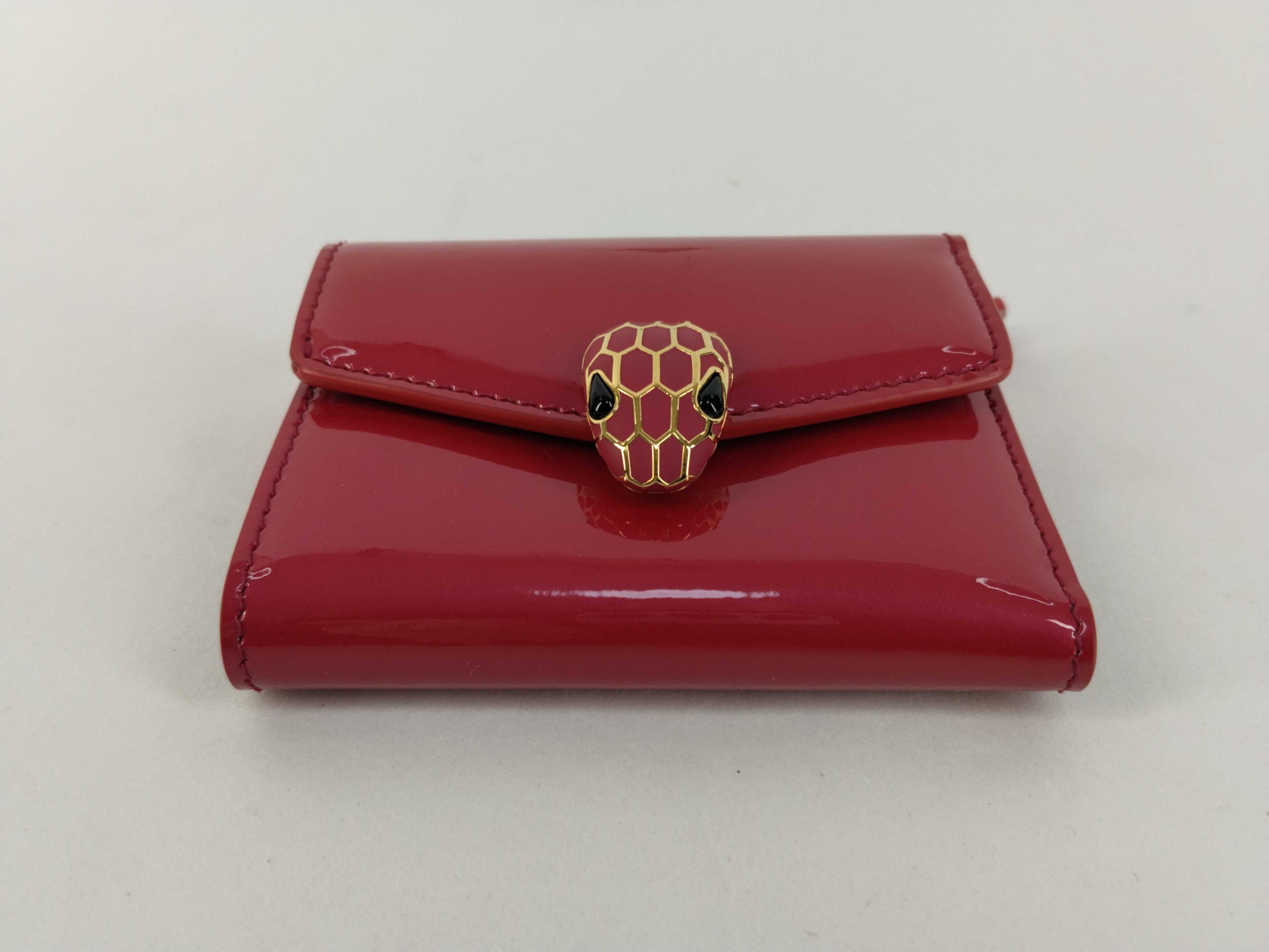 Serpenti Pink Patent Leather Tri-fold Wallet Compact Wallet Box — view 7