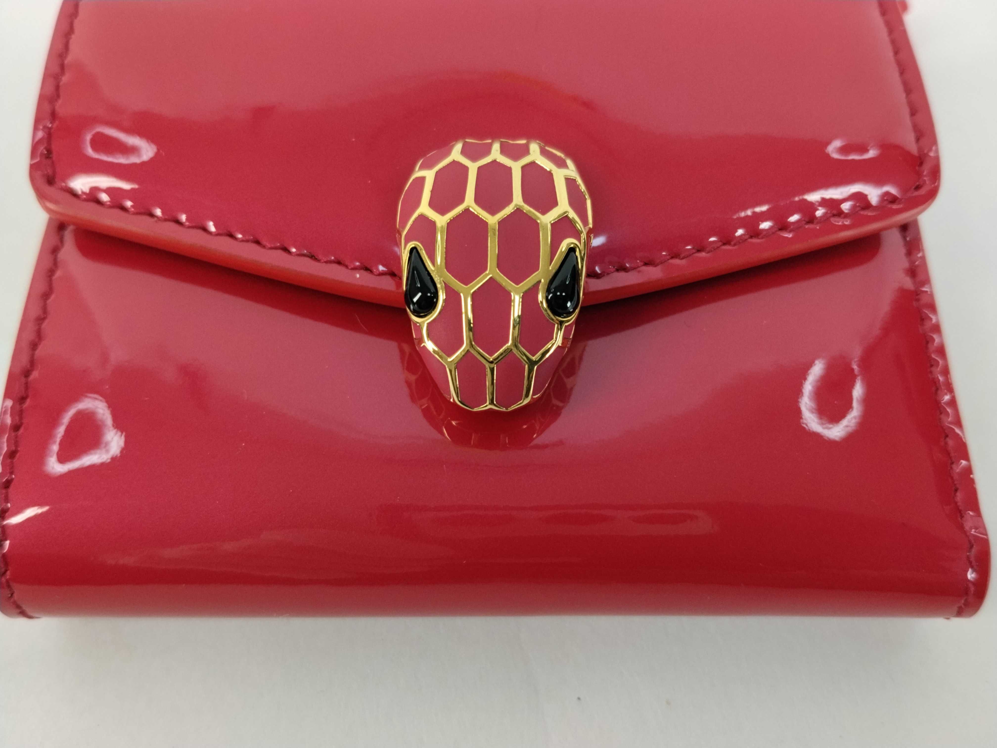 Serpenti Pink Patent Leather Tri-fold Wallet Compact Wallet Box — view 8
