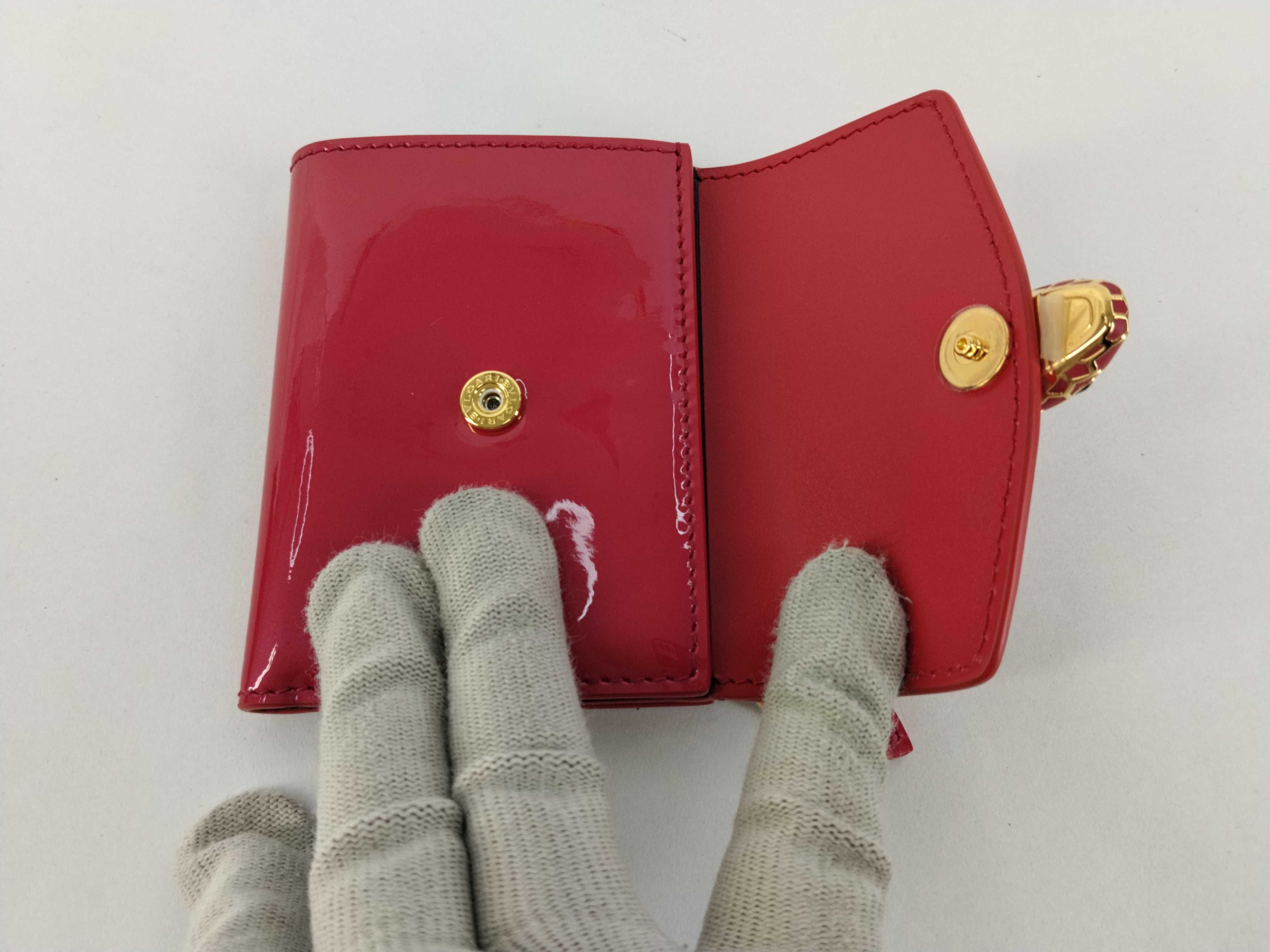 Serpenti Pink Patent Leather Tri-fold Wallet Compact Wallet Box — view 10