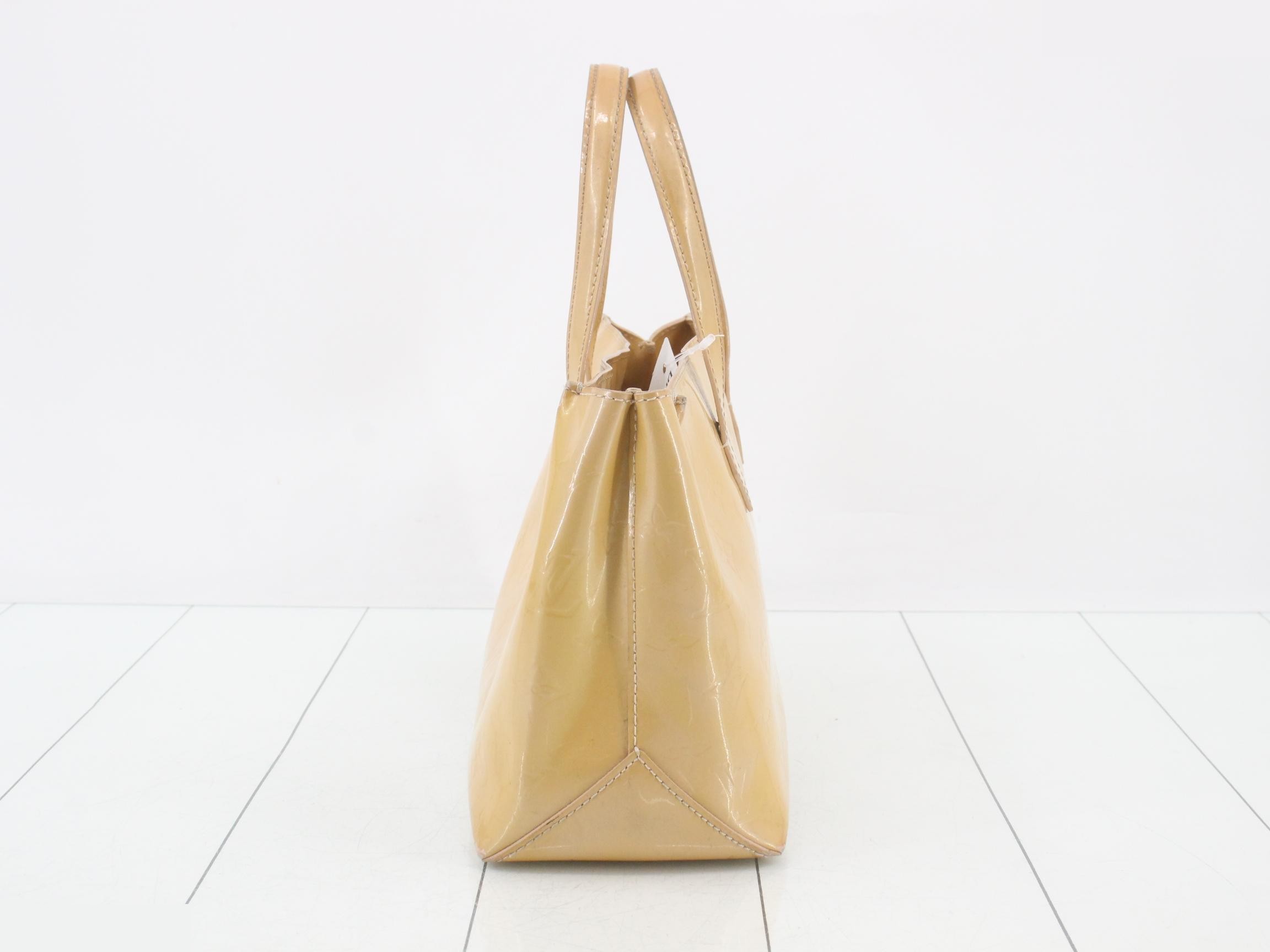 Vernis Wilshire PM Handbag, Beige, M91642, SN5009 — view 3