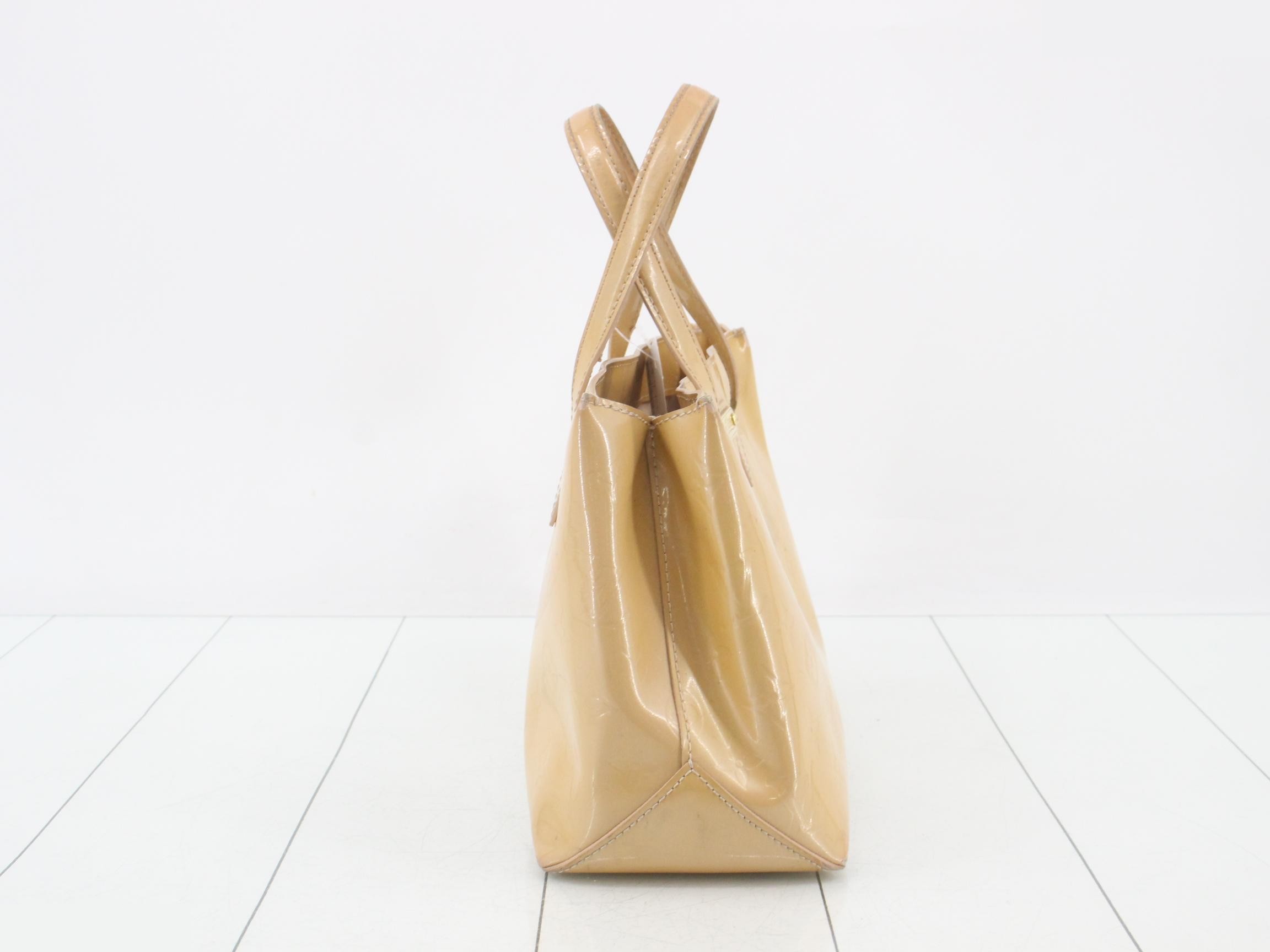 Vernis Wilshire PM Handbag, Beige, M91642, SN5009 — view 4